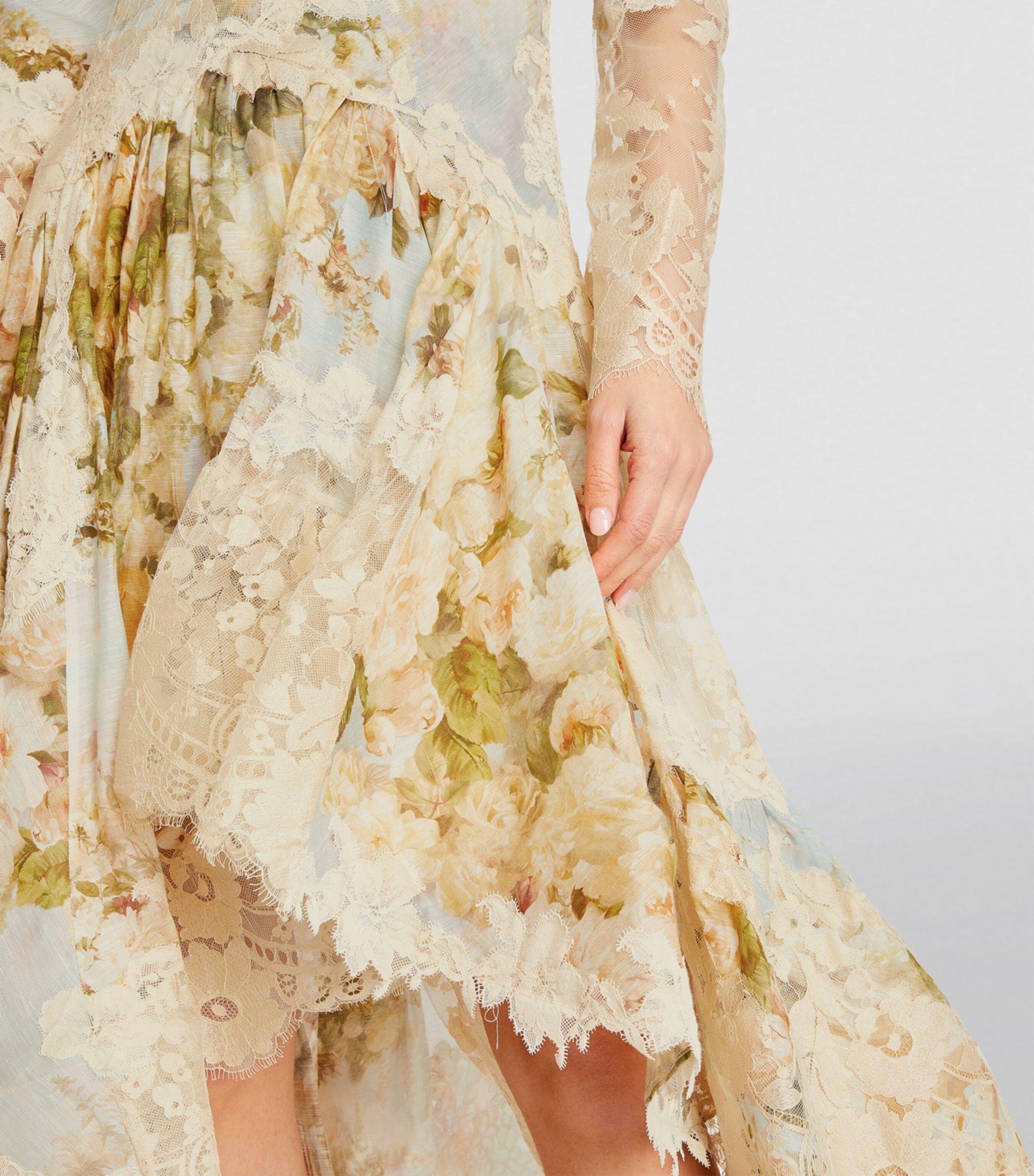 Zimmermann Asymmetric Luminosity Midi Dress in Natural | Lyst Canada