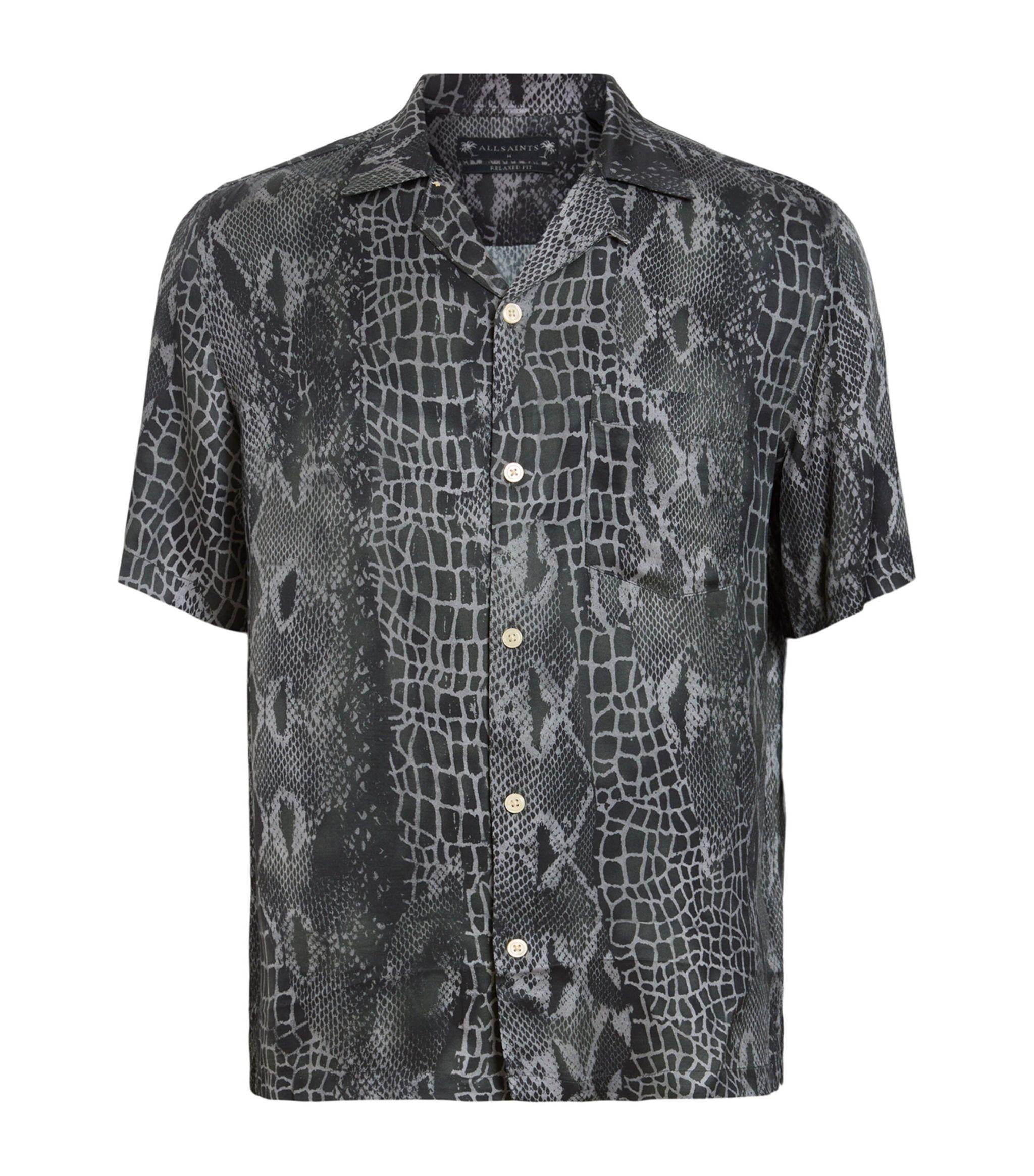 AllSaints Snakeskin Print Skrale Shirt in Grey for Men | Lyst UK