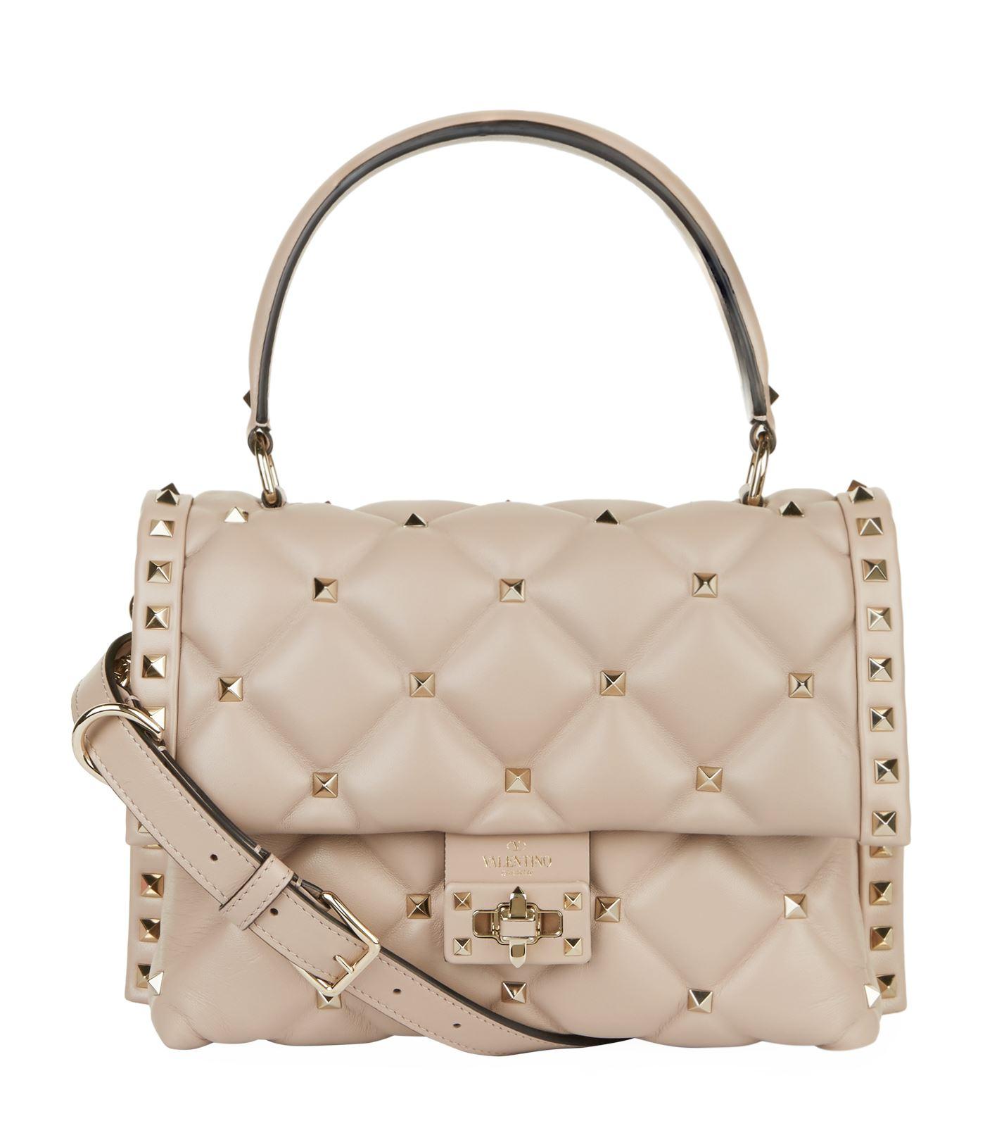 Valentino Mini Leather Candystud Top Handle Bag in Nude (Natural) - Lyst