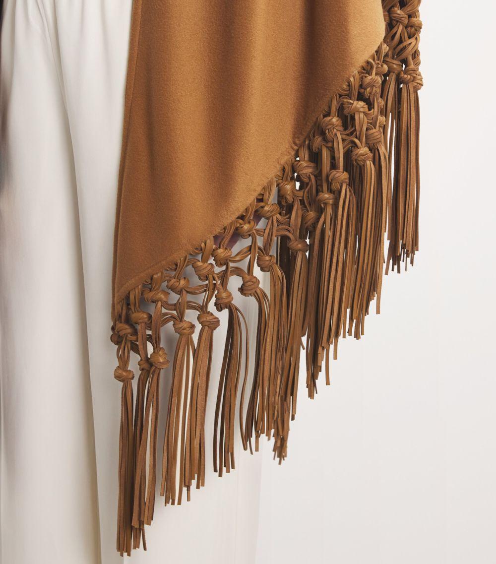 Lanificio Colombo Cashmere Fringe-Detail Shawl in Brown Lyst