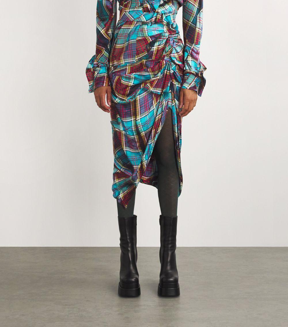 VIVIENNE WESTWOOD スカート Panther tartan gathered 962896 Panther tartan gathered midi skirt in multicoloured
