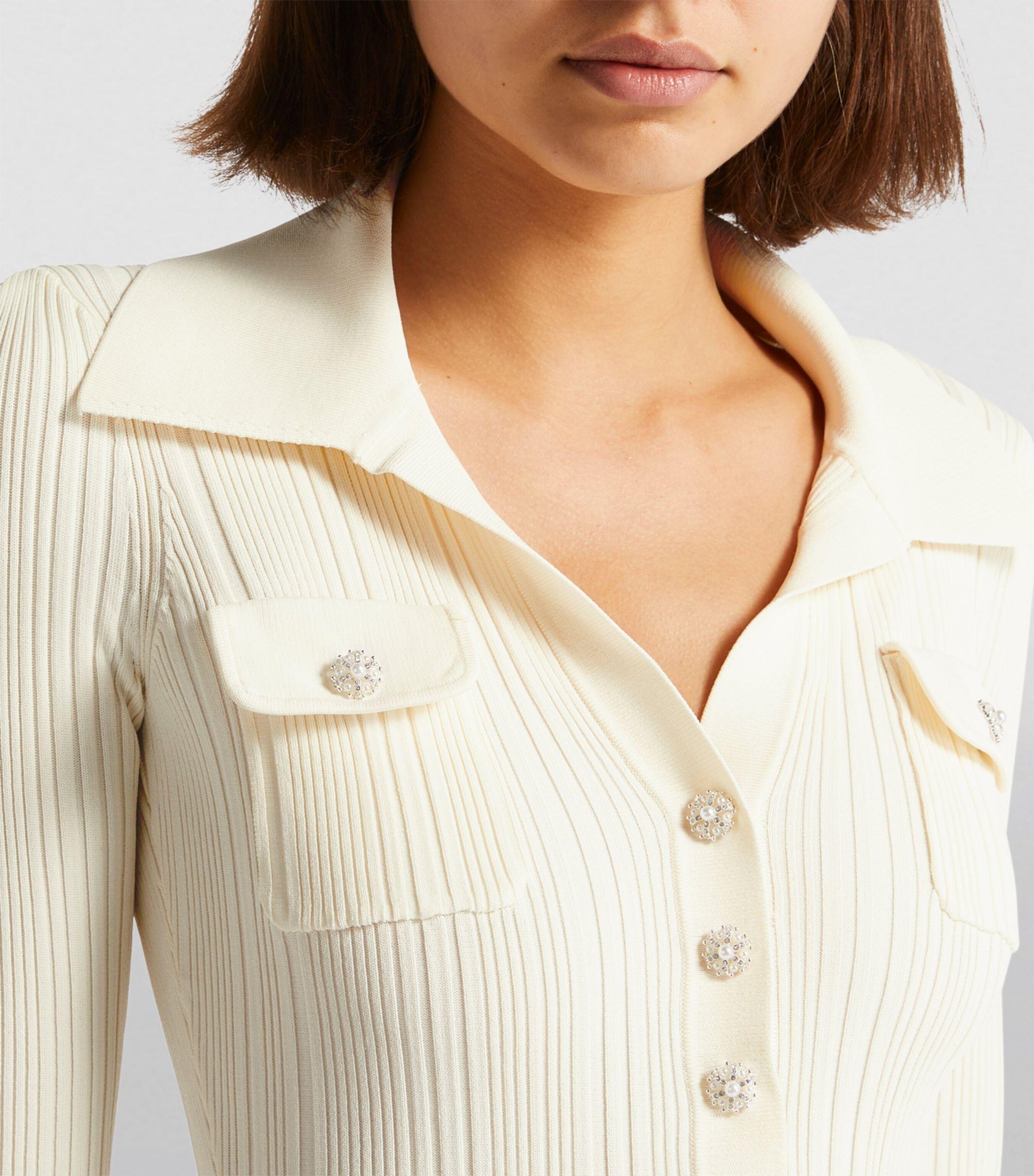 Self-Portrait Knitted Midi Dress in Natural | Lyst Canada Self-Portrait Knitted Midi Dress in Natural | Lyst Canada