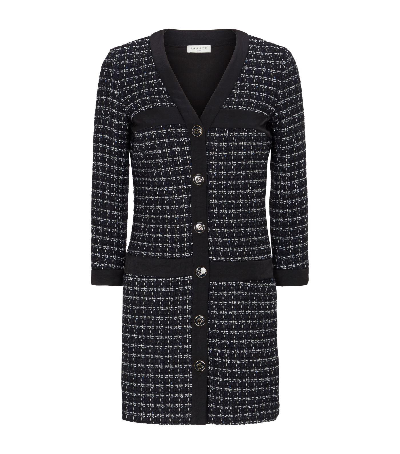 Sandro Tweed Dress in Blue | Lyst