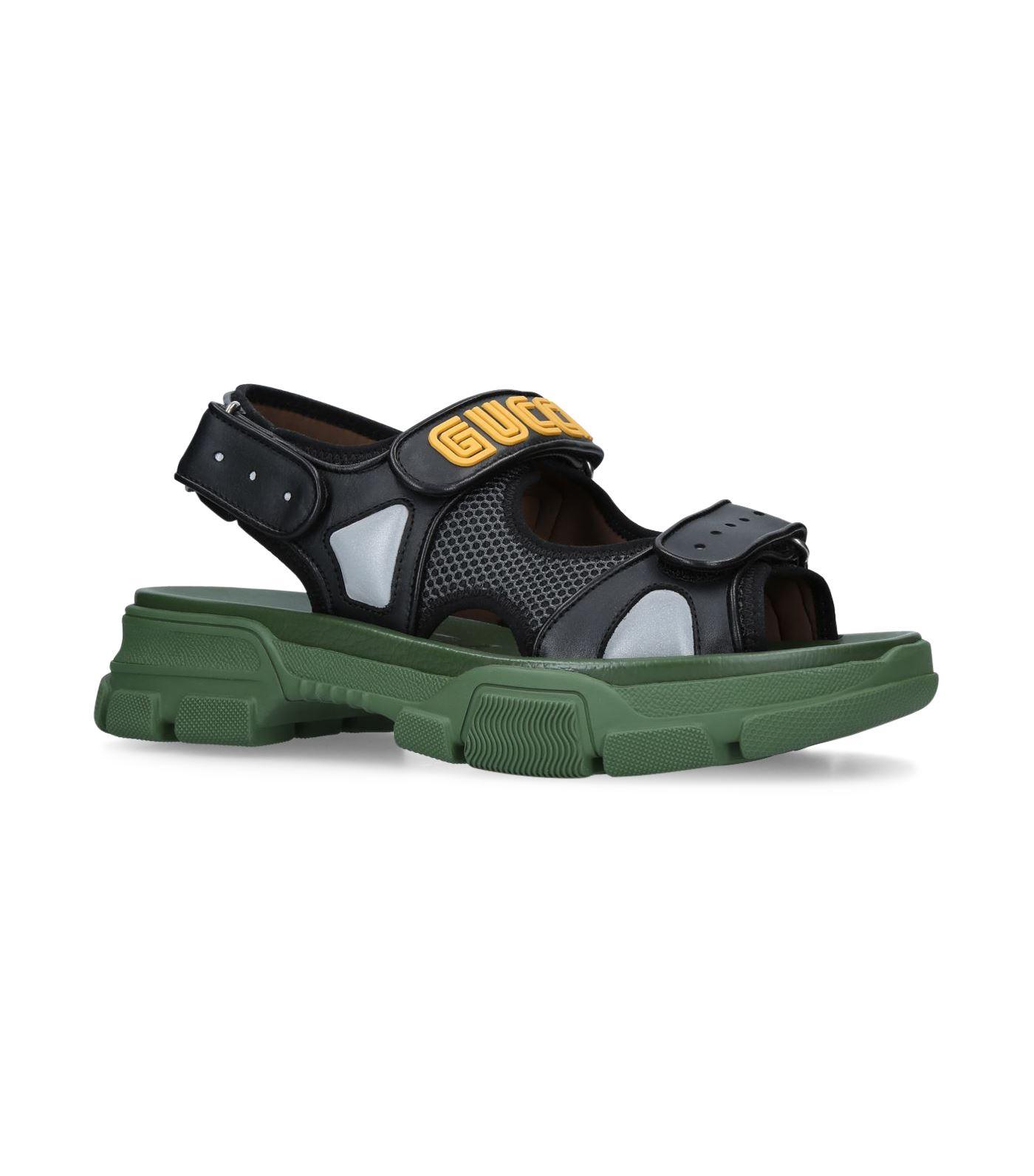 Gucci Leather Aguru Trek Sandals in Green for Men - Save 28% - Lyst