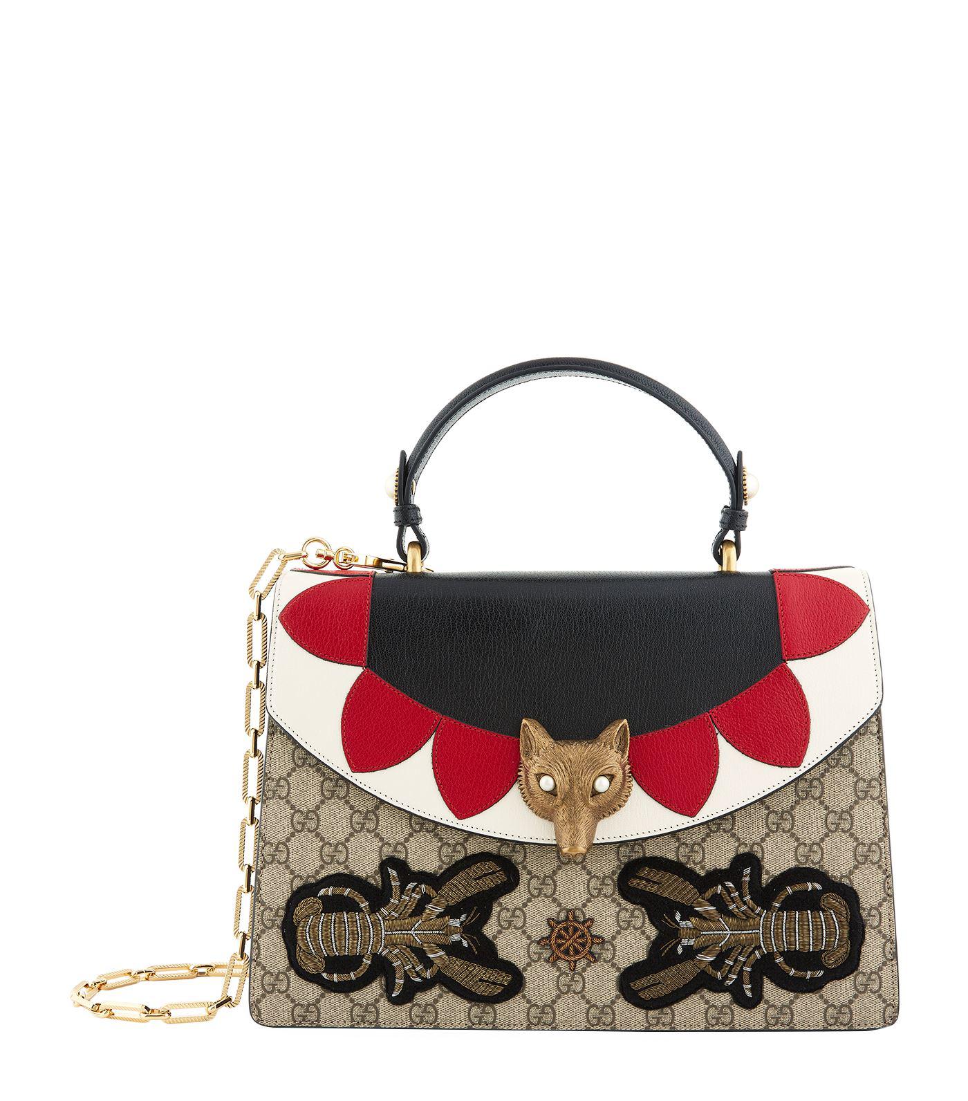 Gucci Canvas Large Broche Fox Top Handle Bag - Lyst