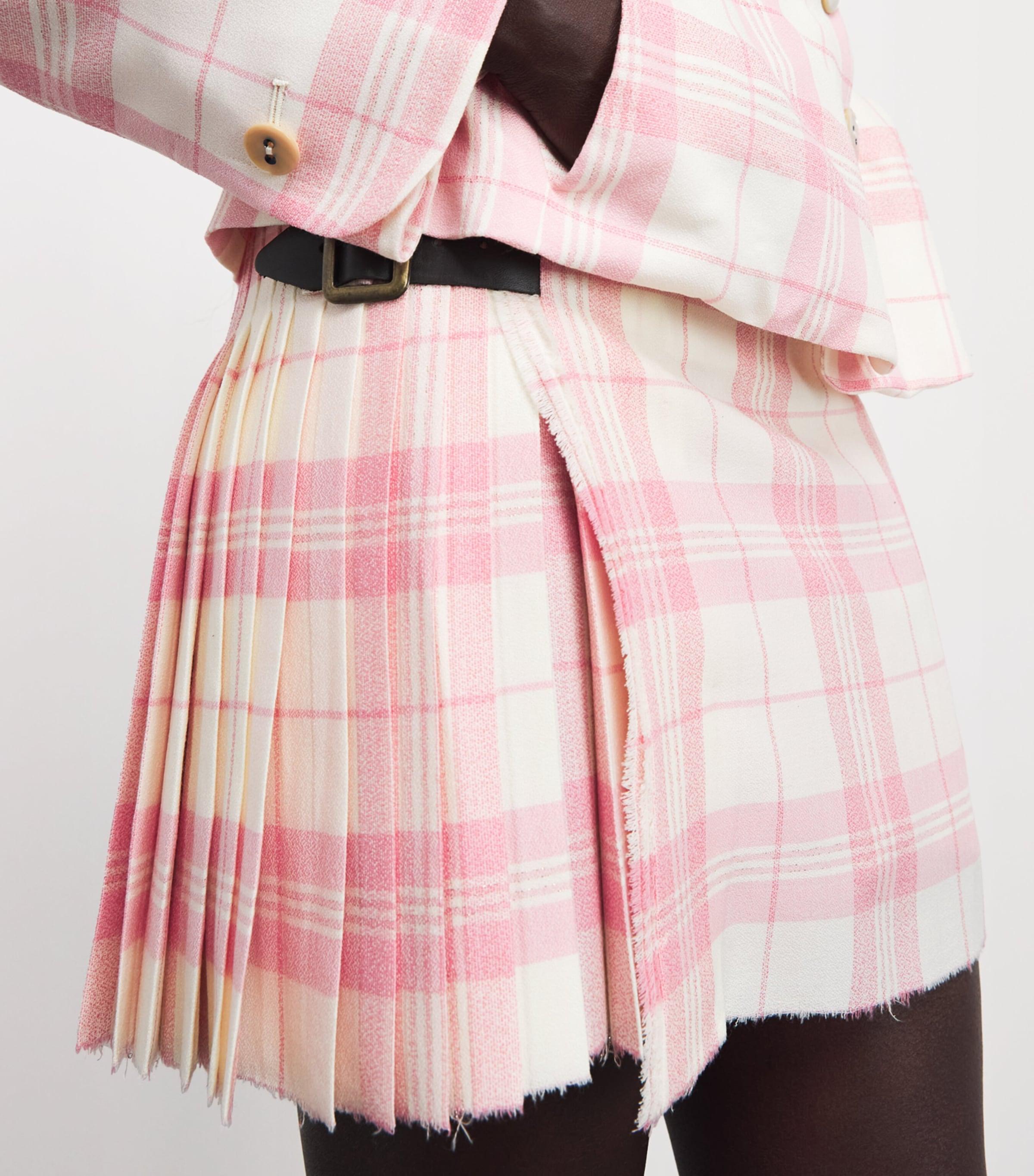 Vivienne Westwood Check Pleated Mini Skirt in Pink | Lyst