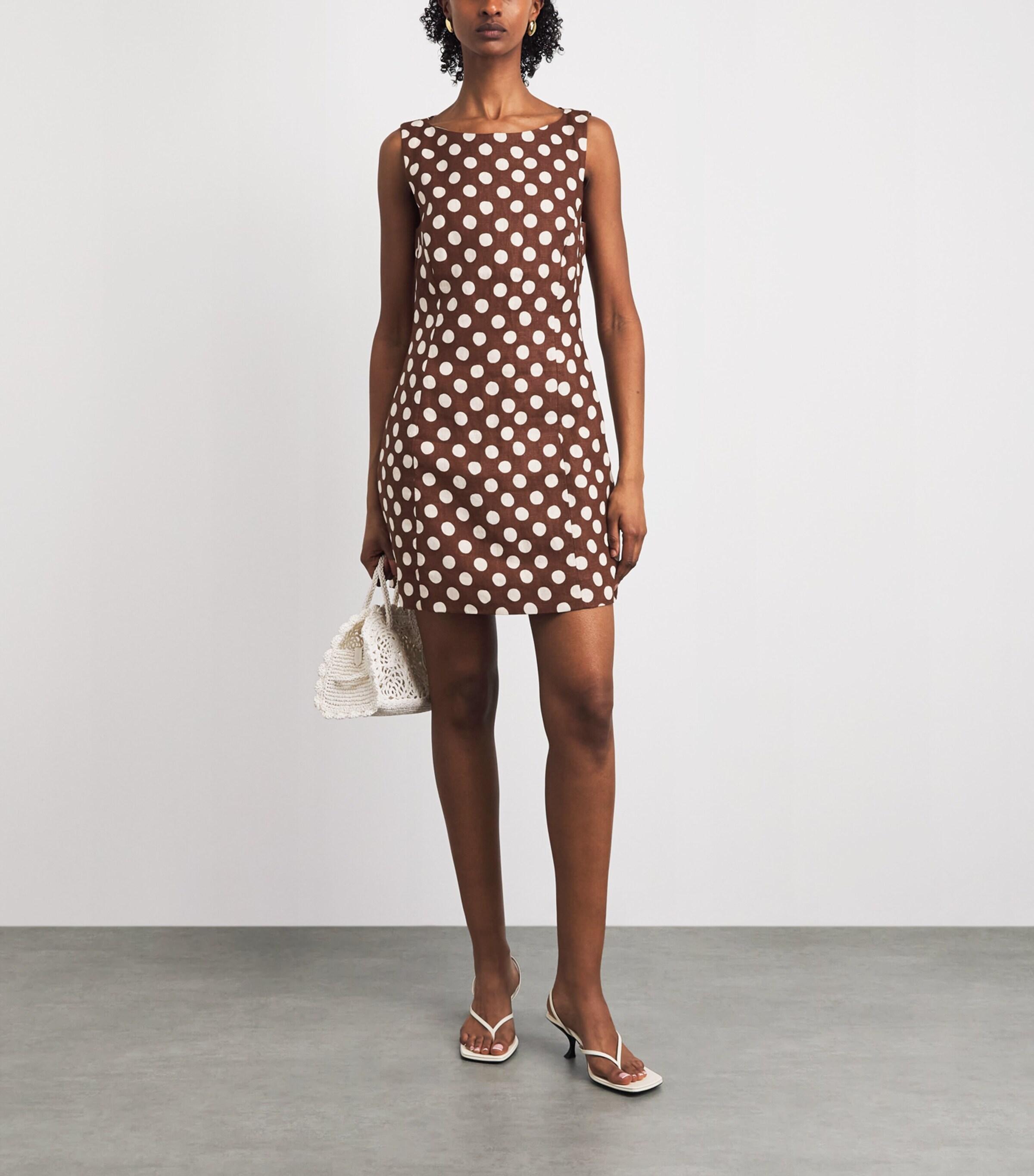 chinese dress ladies Polka Dot V-Neck Bow Shoulder A-Line Linen Blend Maxi Dress – New York &  Company main image 1