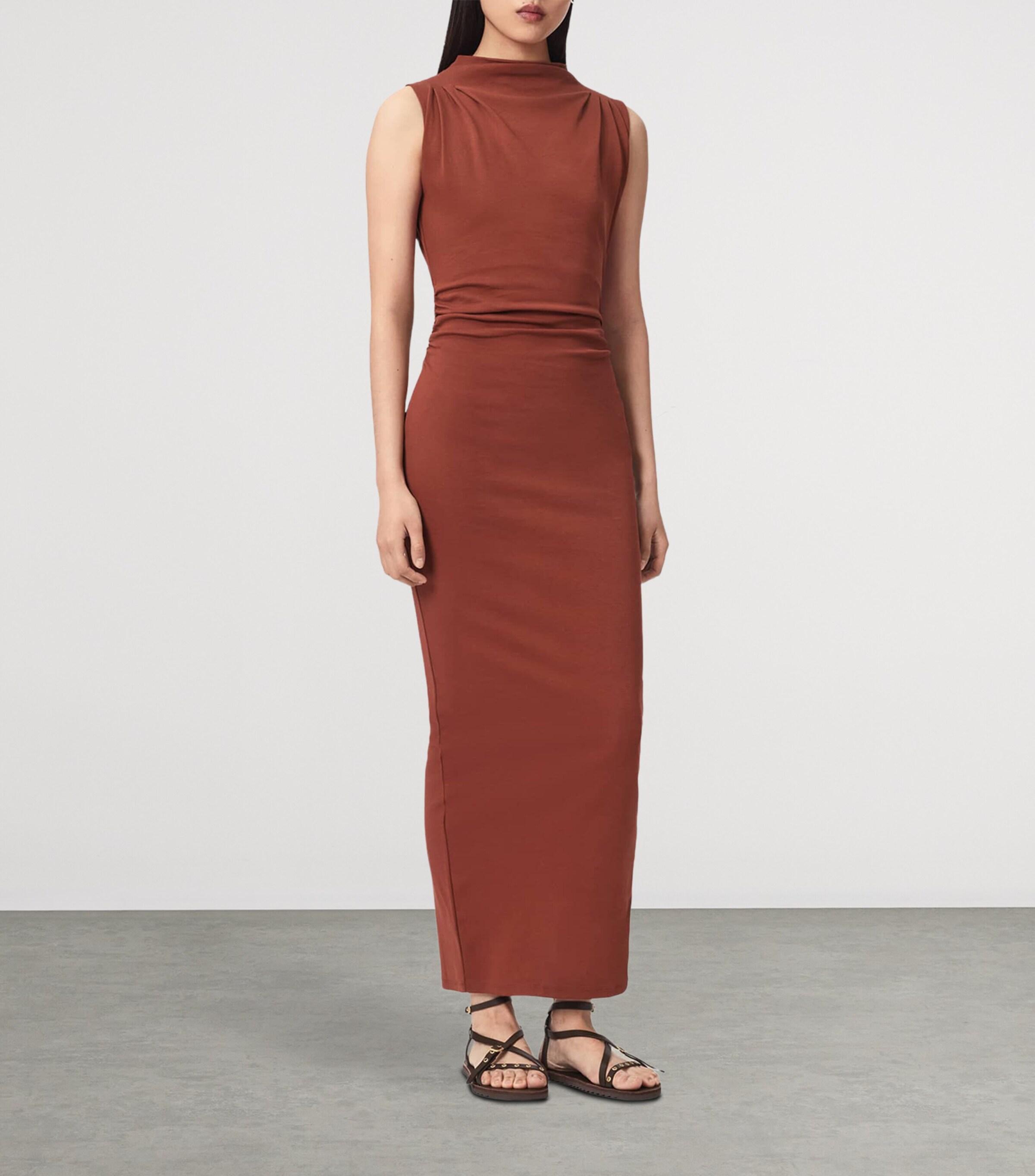 all saints maxi dress sale AllSaints Lili maxi dress in metallic gray