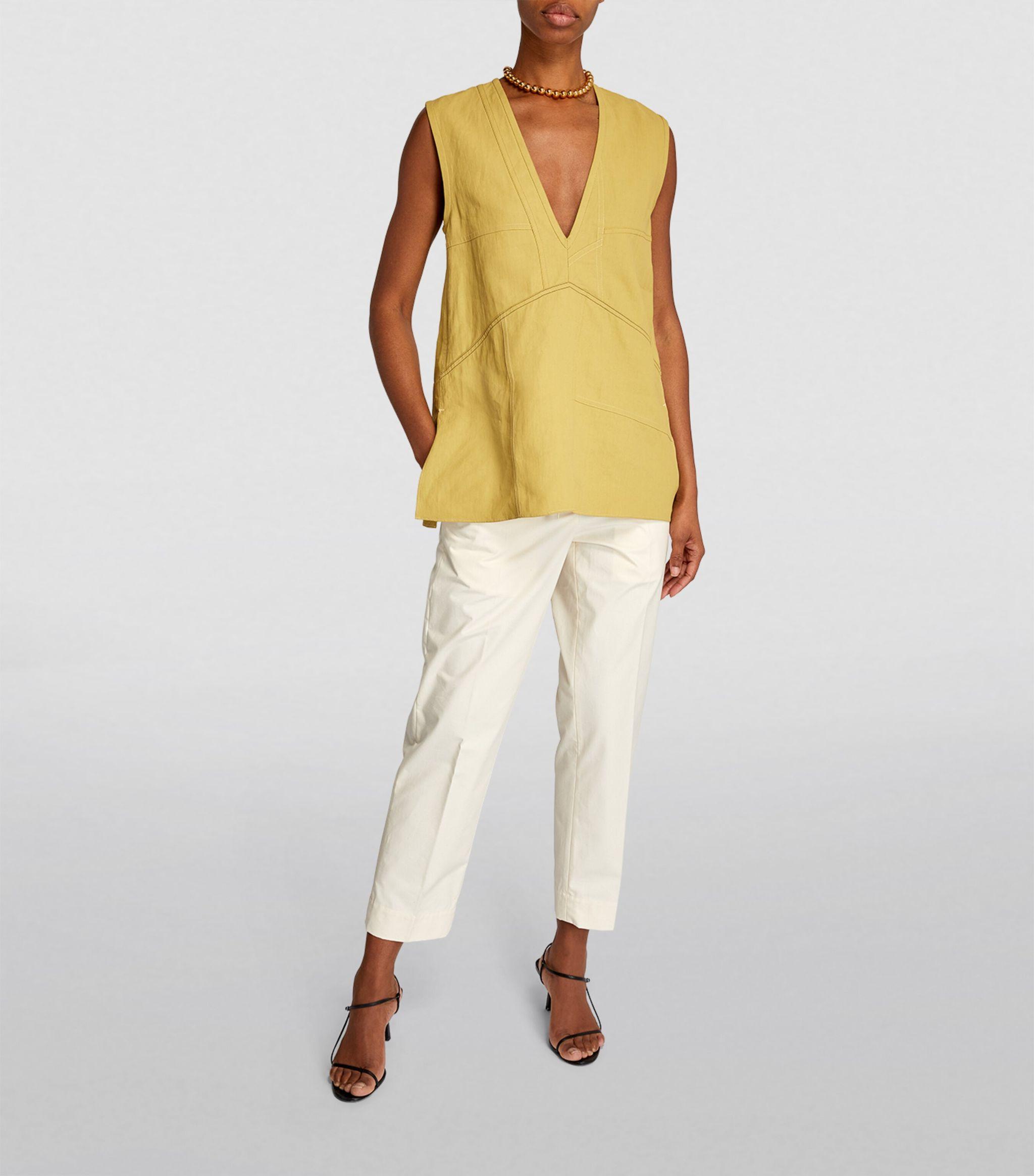 Jil Sander Linen Tank Top in Yellow | Lyst Jil Sander Linen Tank Top in Yellow | Lyst