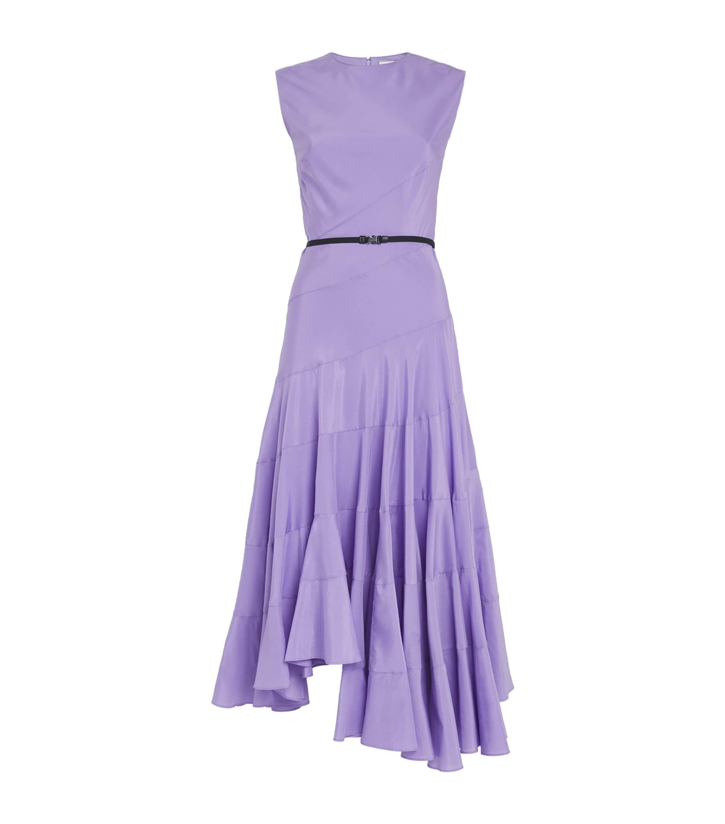 Tory Burch Cotton-Silk Flared Midi Dress in Purple | Lyst