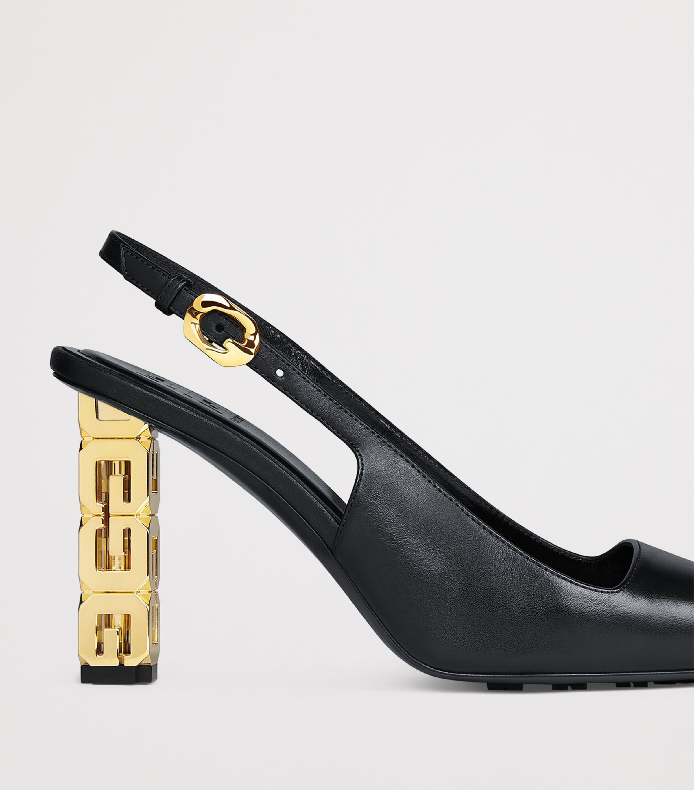 Givenchy Black Leather Shark Lock Ankle Strap Heels Size