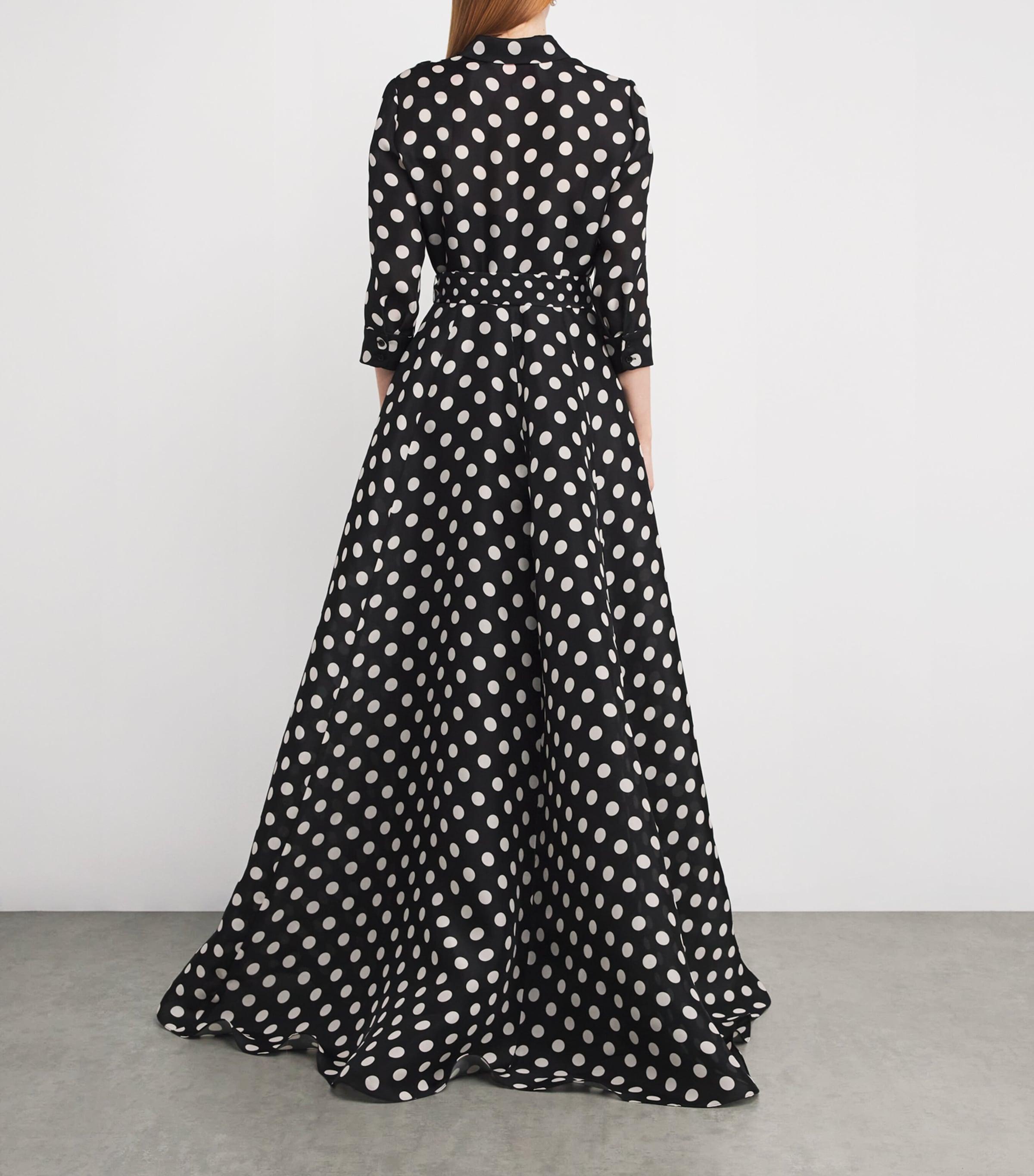 Carolina Herrera Silk Polka Dot Trench Gown in Black Lyst UK