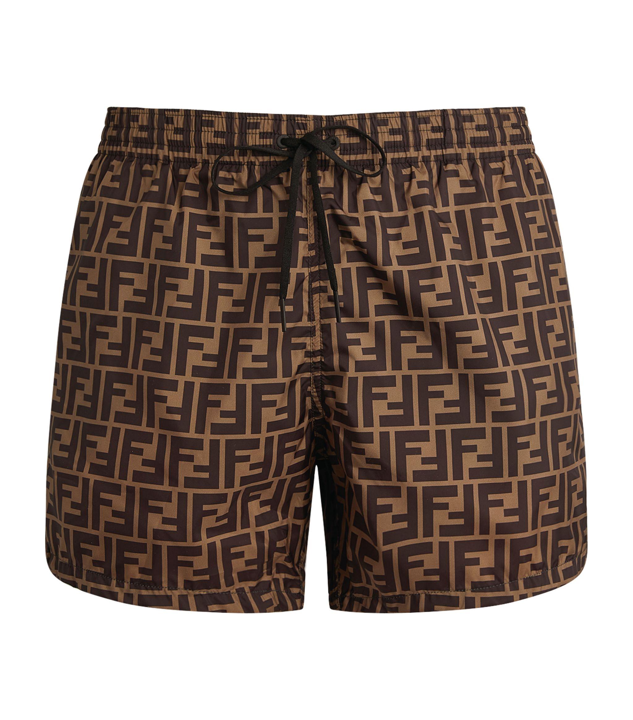 Fendi Fun Fur Swim Shorts in Brown for Men | Lyst
