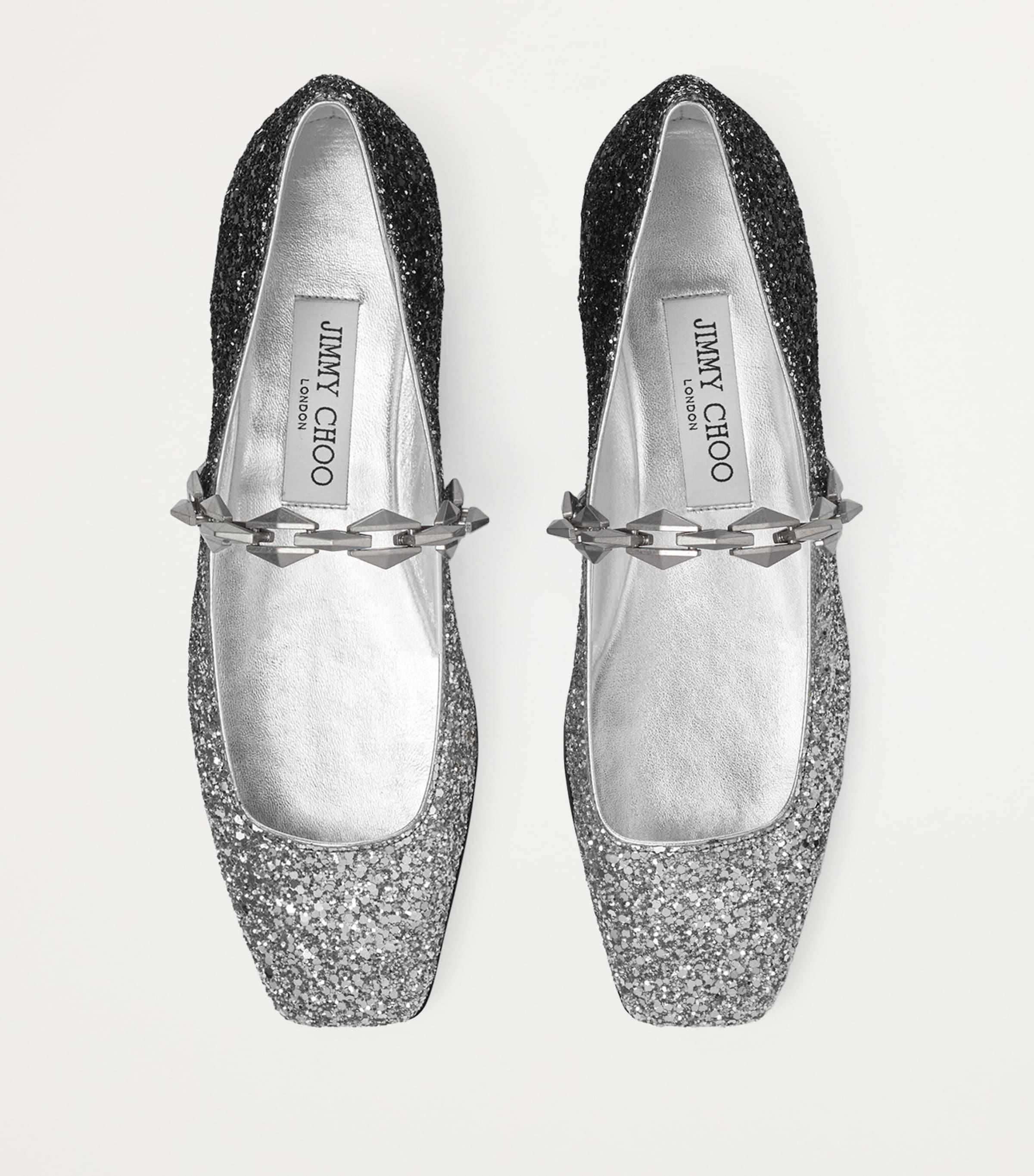 Jimmy Choo Diamond Tilda Glitter Ballet Flats in Black | Lyst