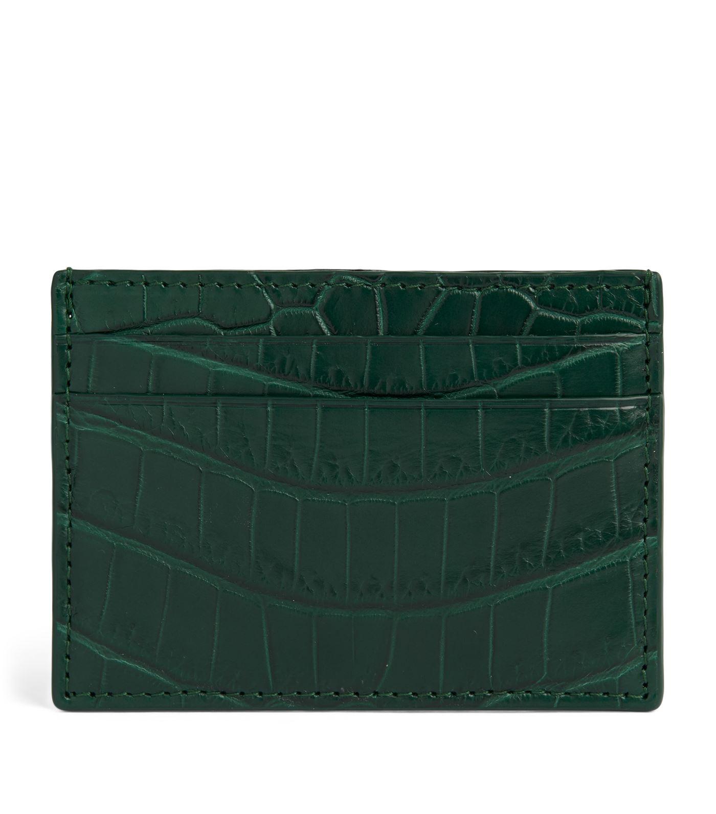 Bottega Veneta Crocodile Leather Card Holder in Green for Men