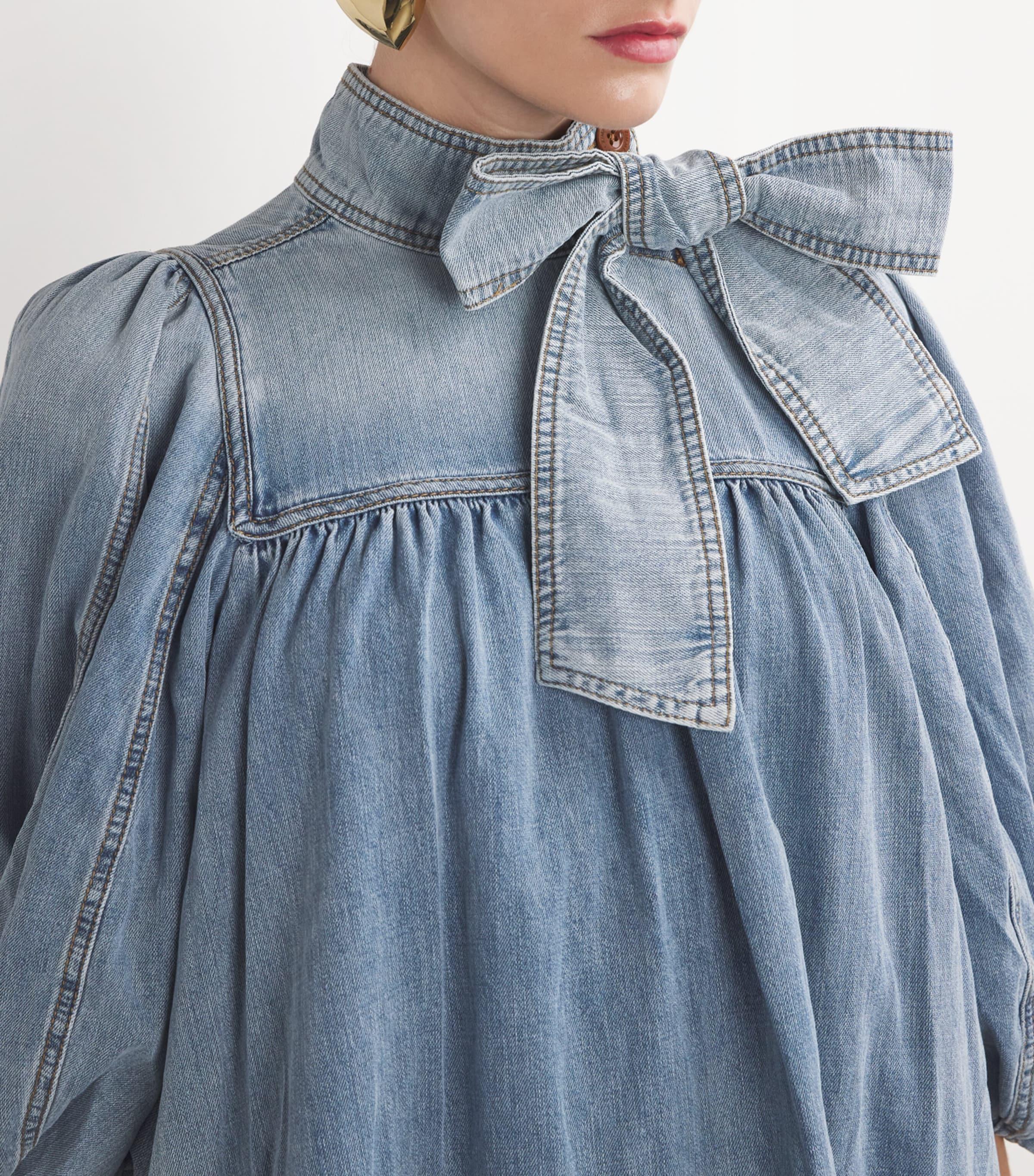 Zimmermann Denim Smock Mini Dress in Blue | Lyst