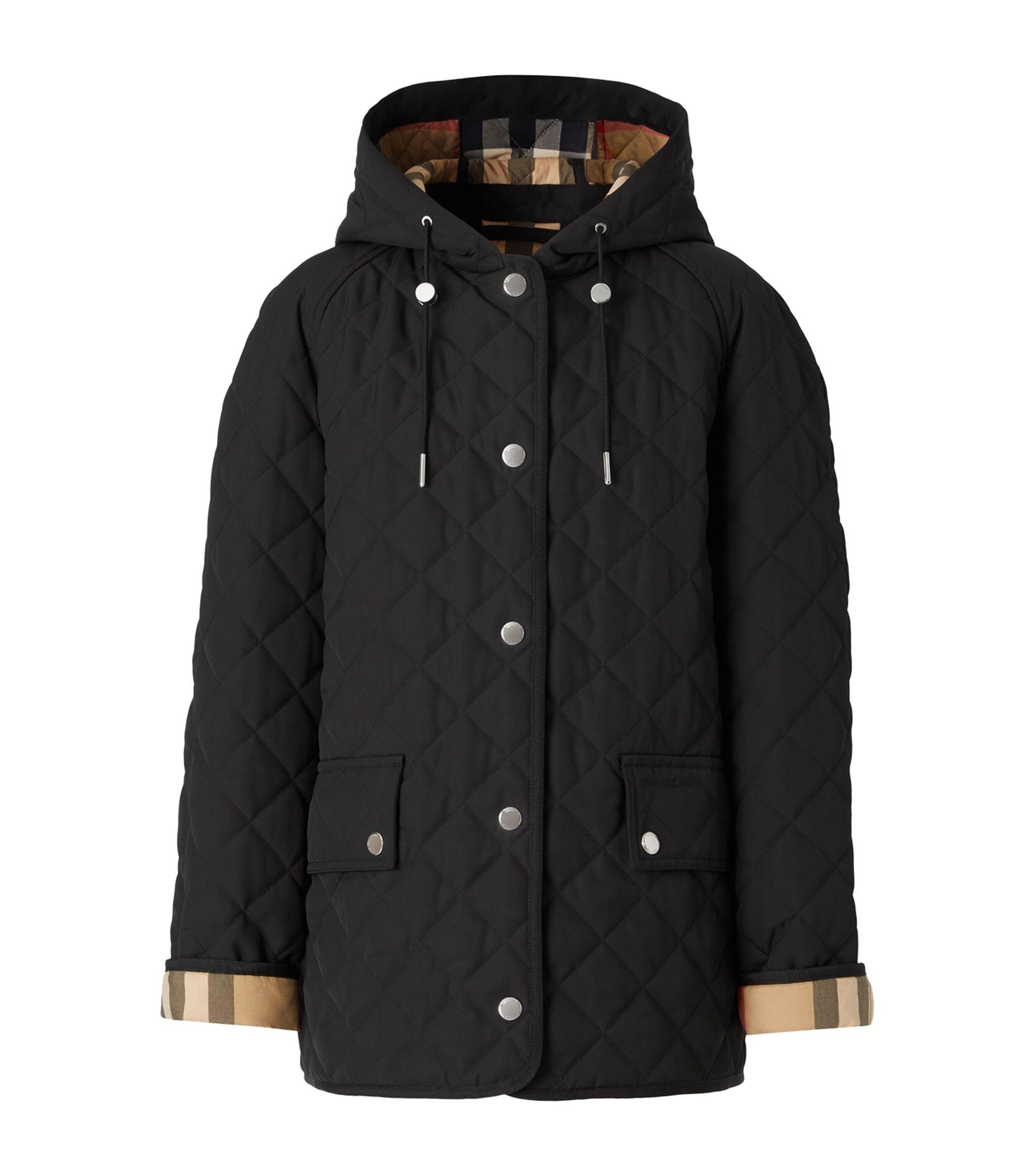 Burberry Diamondquilted Hooded Jacket in Black Lyst