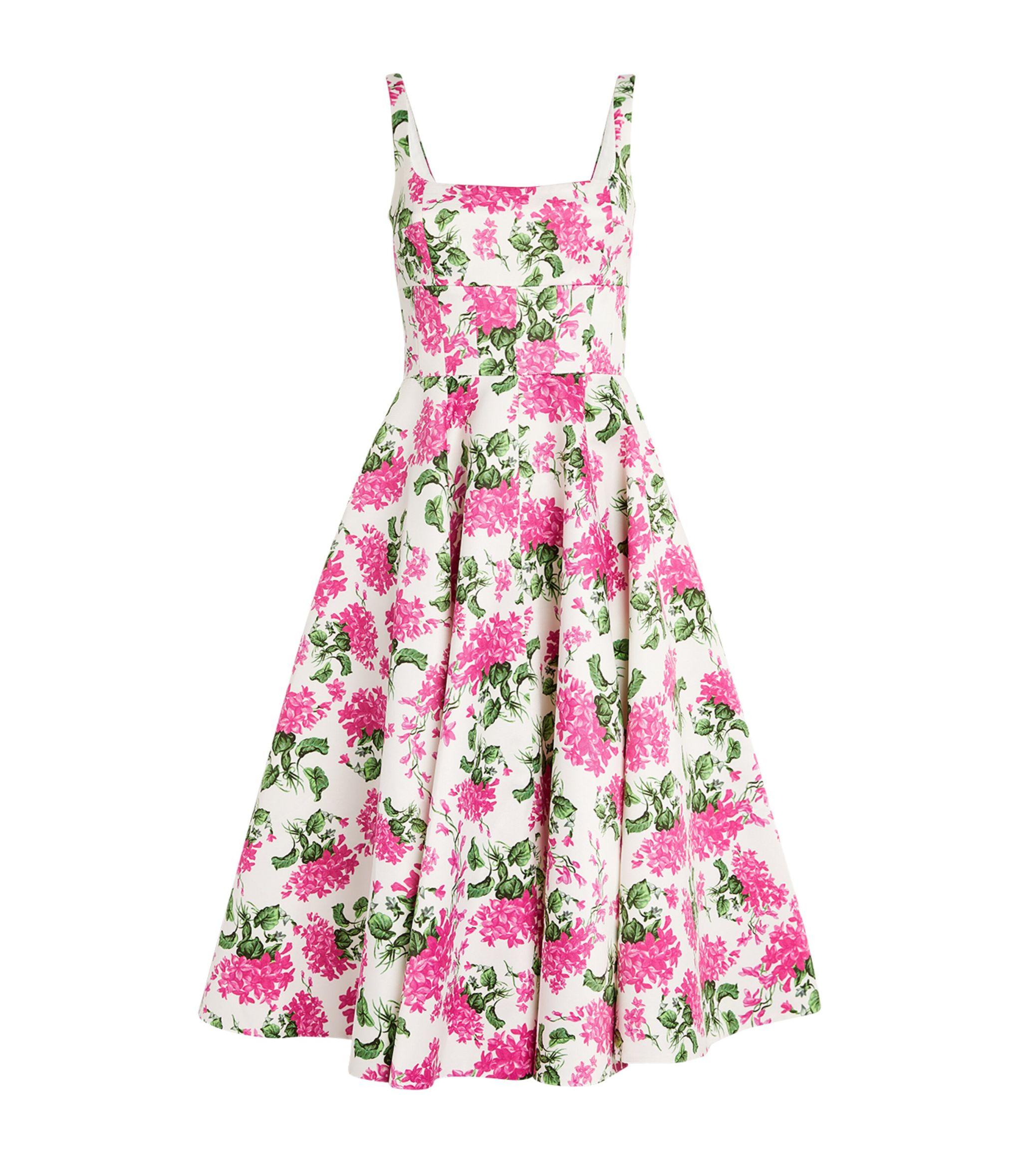 Emilia Wickstead Floral Print Midi Dress in Pink | Lyst