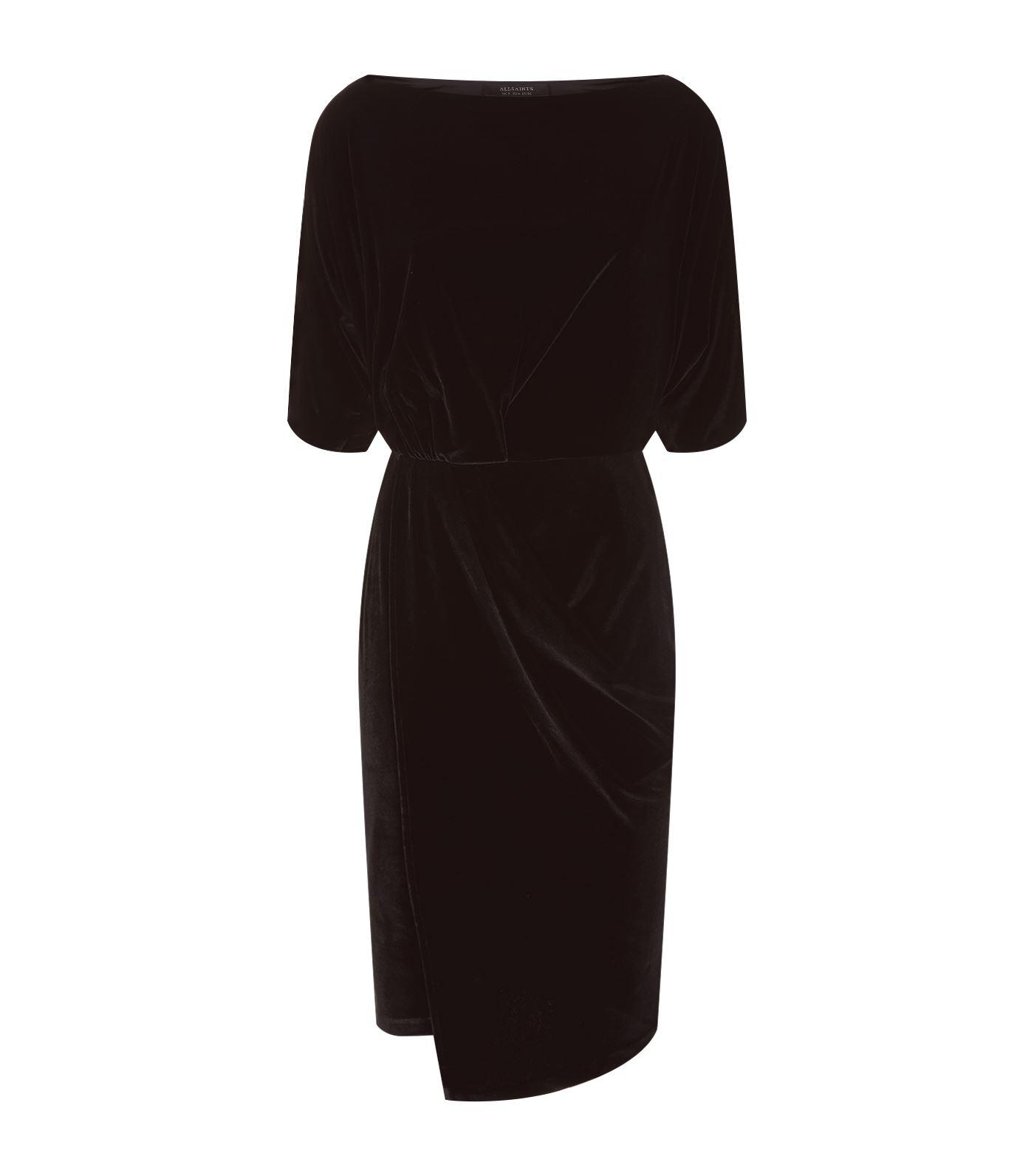 AllSaints Sina Velvet Dress in Black - Lyst