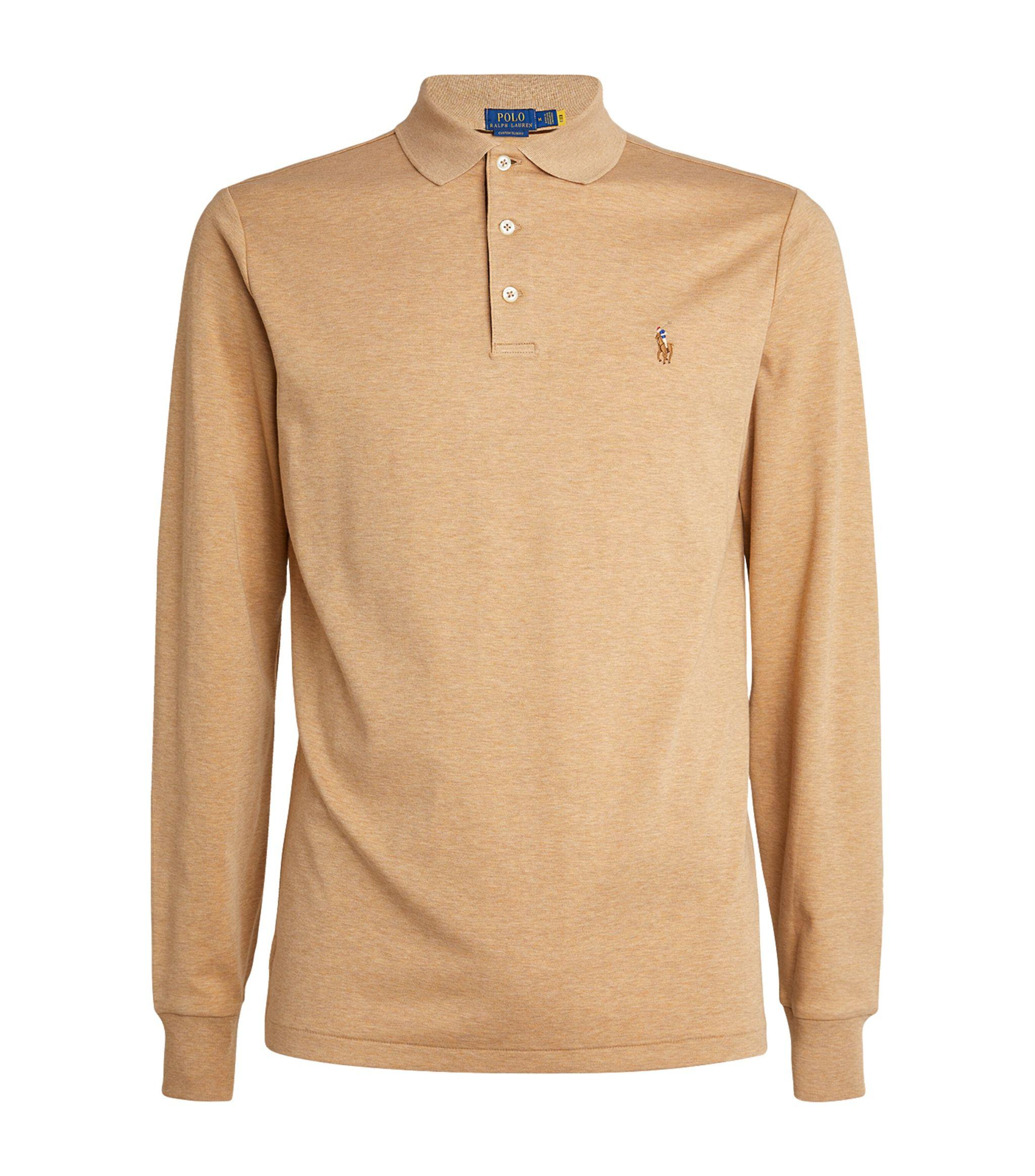Polo Ralph Lauren Pima Cotton Long-sleeve Polo Shirt in Brown for Men | Lyst