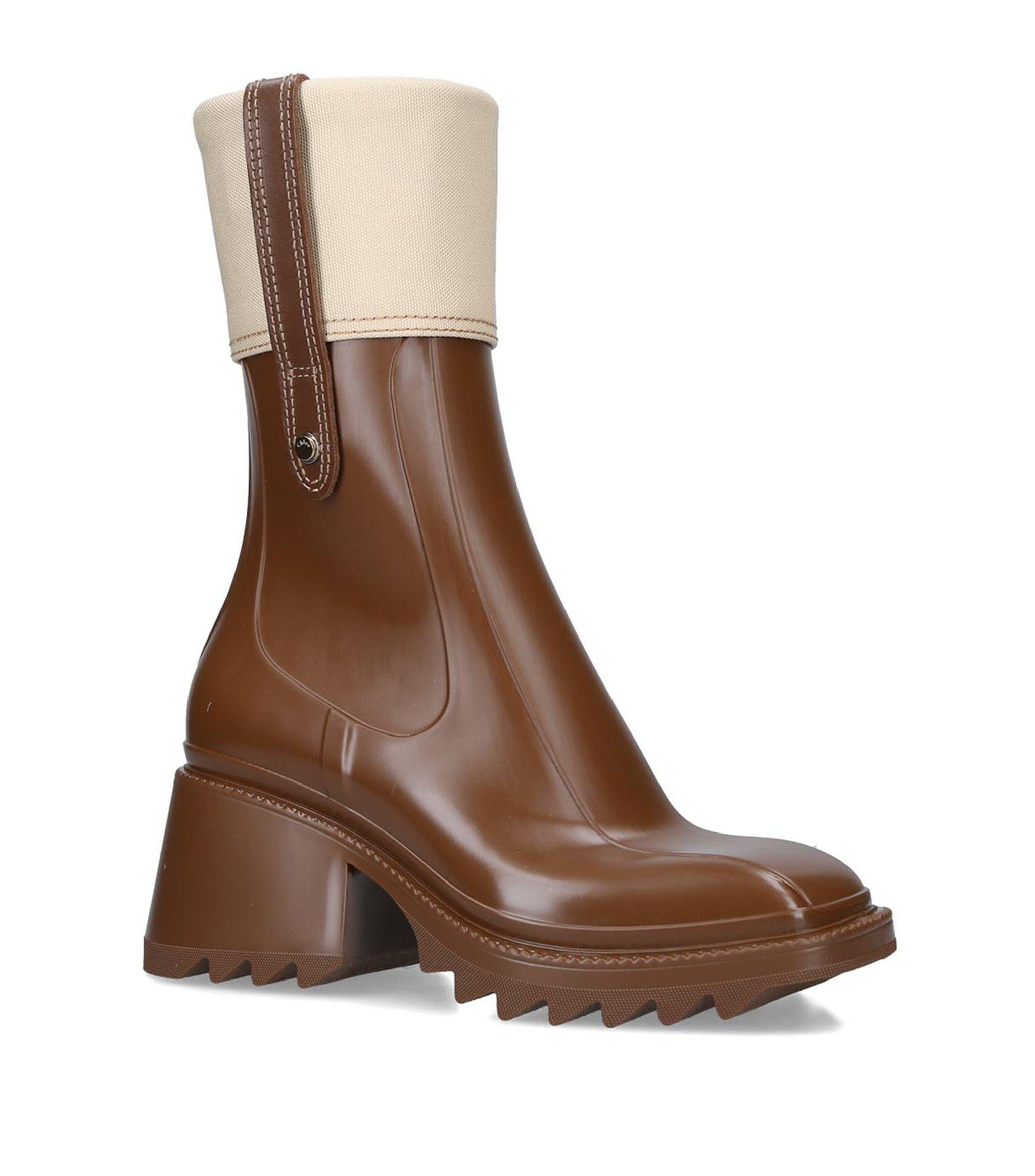 Chloé Rubber Betty Rain Boots 55 in Brown | Lyst