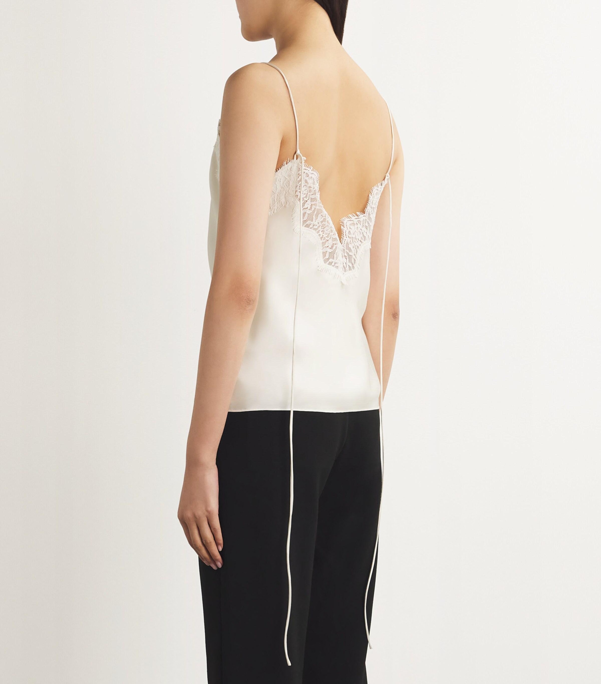 Rohe Silk Lace-Trim Camisole Top in White | Lyst