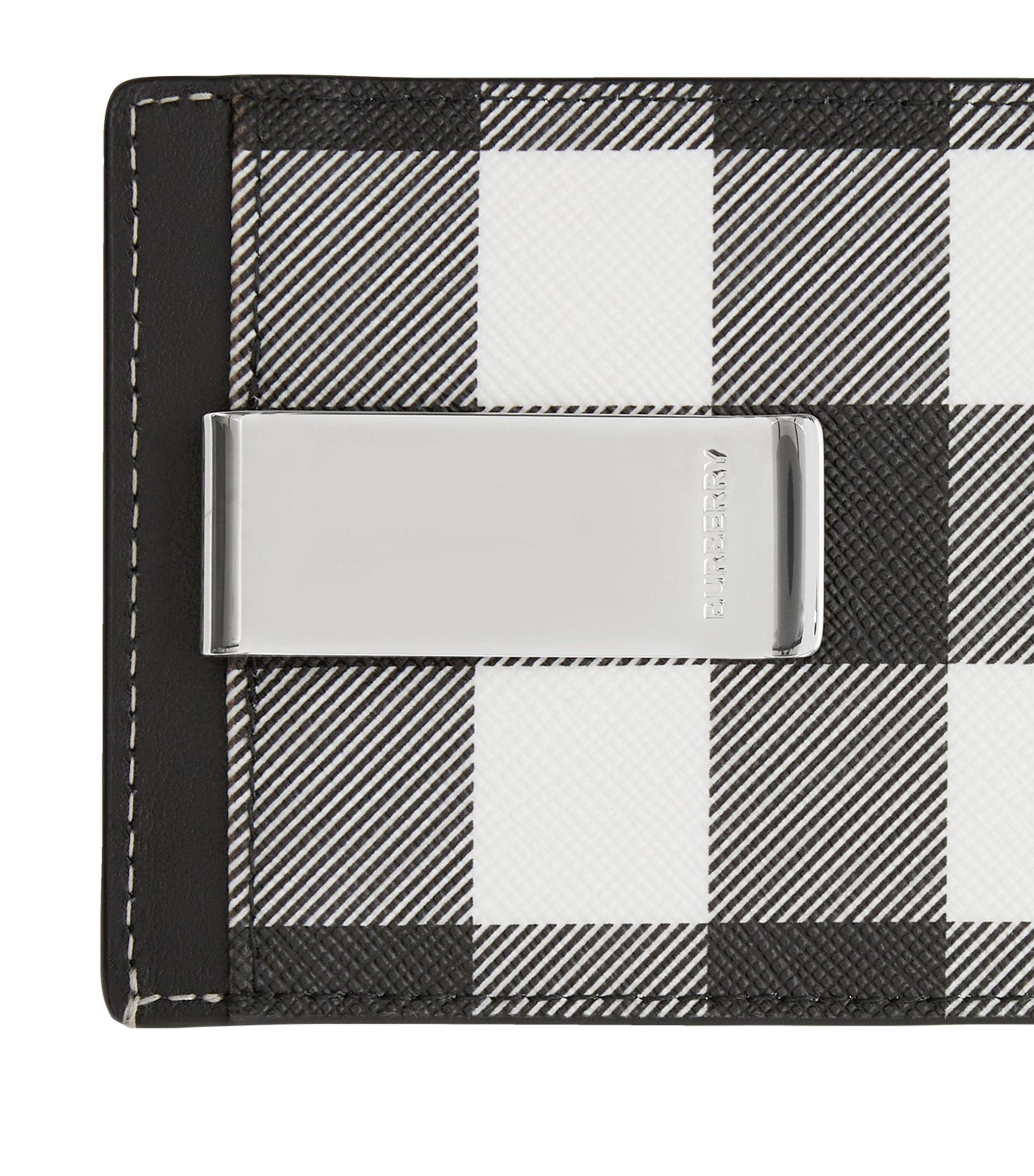 Burberry: Black & White Check Card Holder