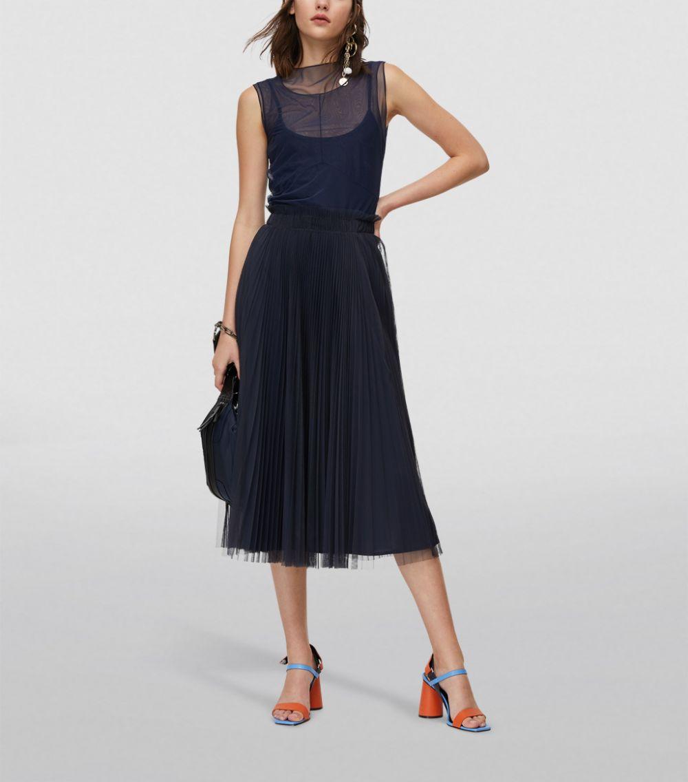 MAX&Co. Pleated Tulle Midi Skirt in Blue - Lyst