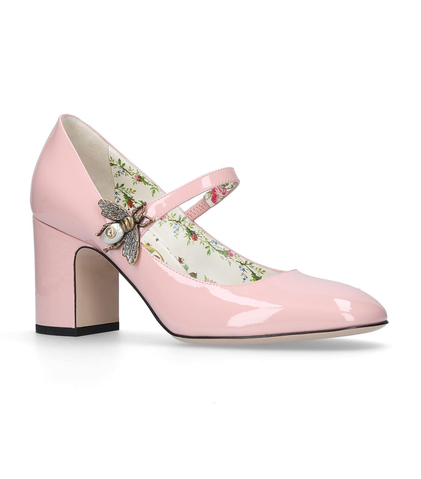Gucci Lois Bee Patent Mary Jane Pumps 75 in Pink | Lyst