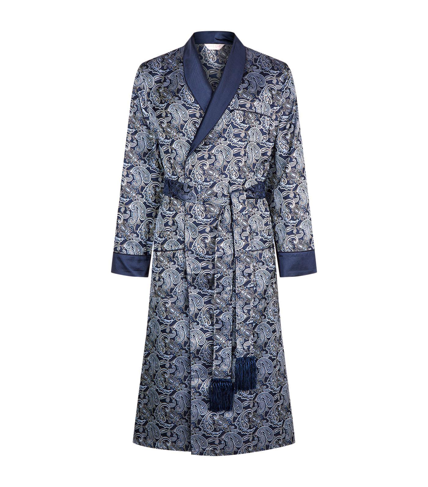 mens blue paisley silk gown