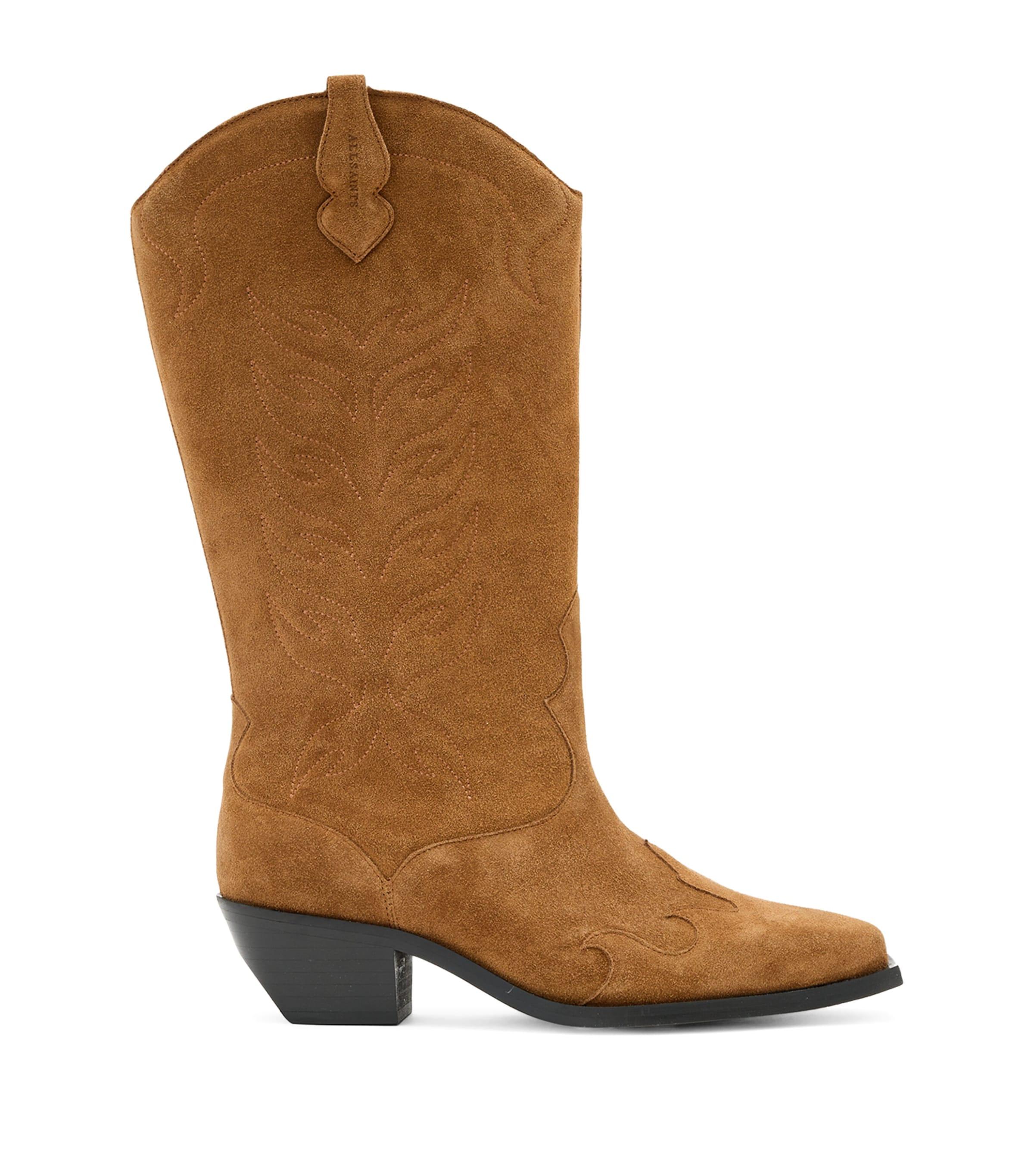 AllSaints Suede Dolly Cowboy Boots 60 in Brown Lyst UK