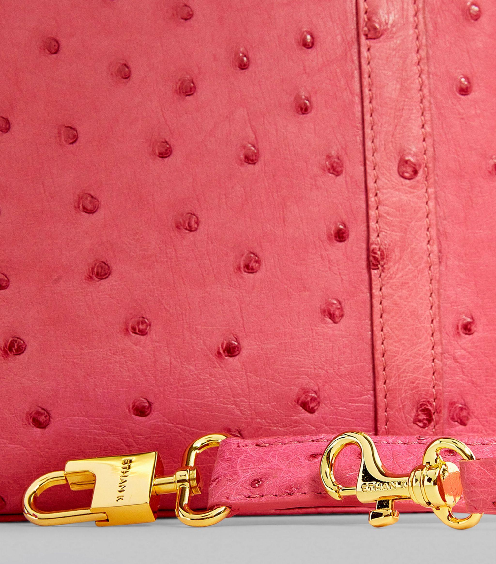 Ethan K Ostrich Leather Mini Briefcase Top-handle Bag in Pink