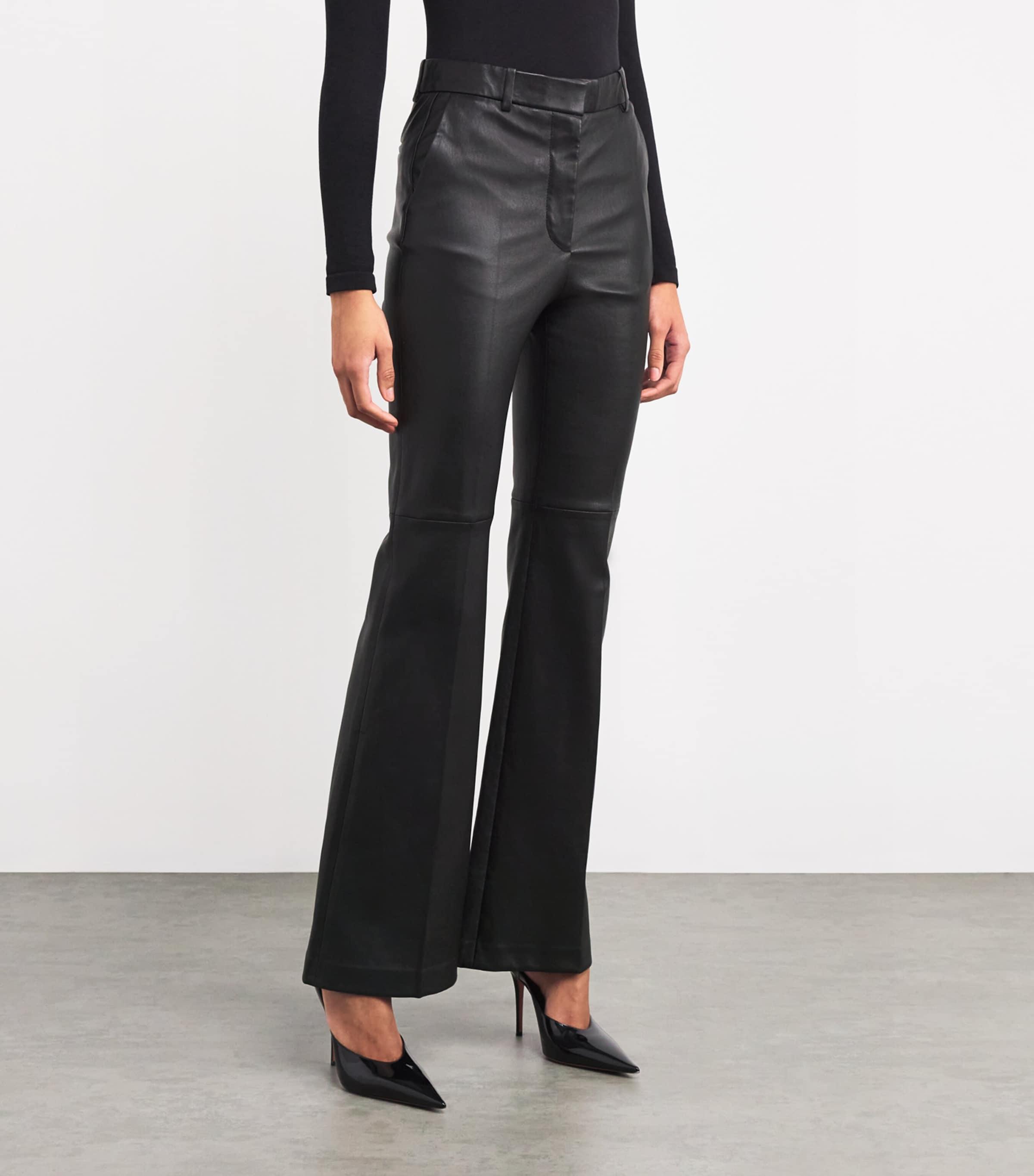 JOSEPH Leather Tafira Flared Trousers in Grey Lyst UK