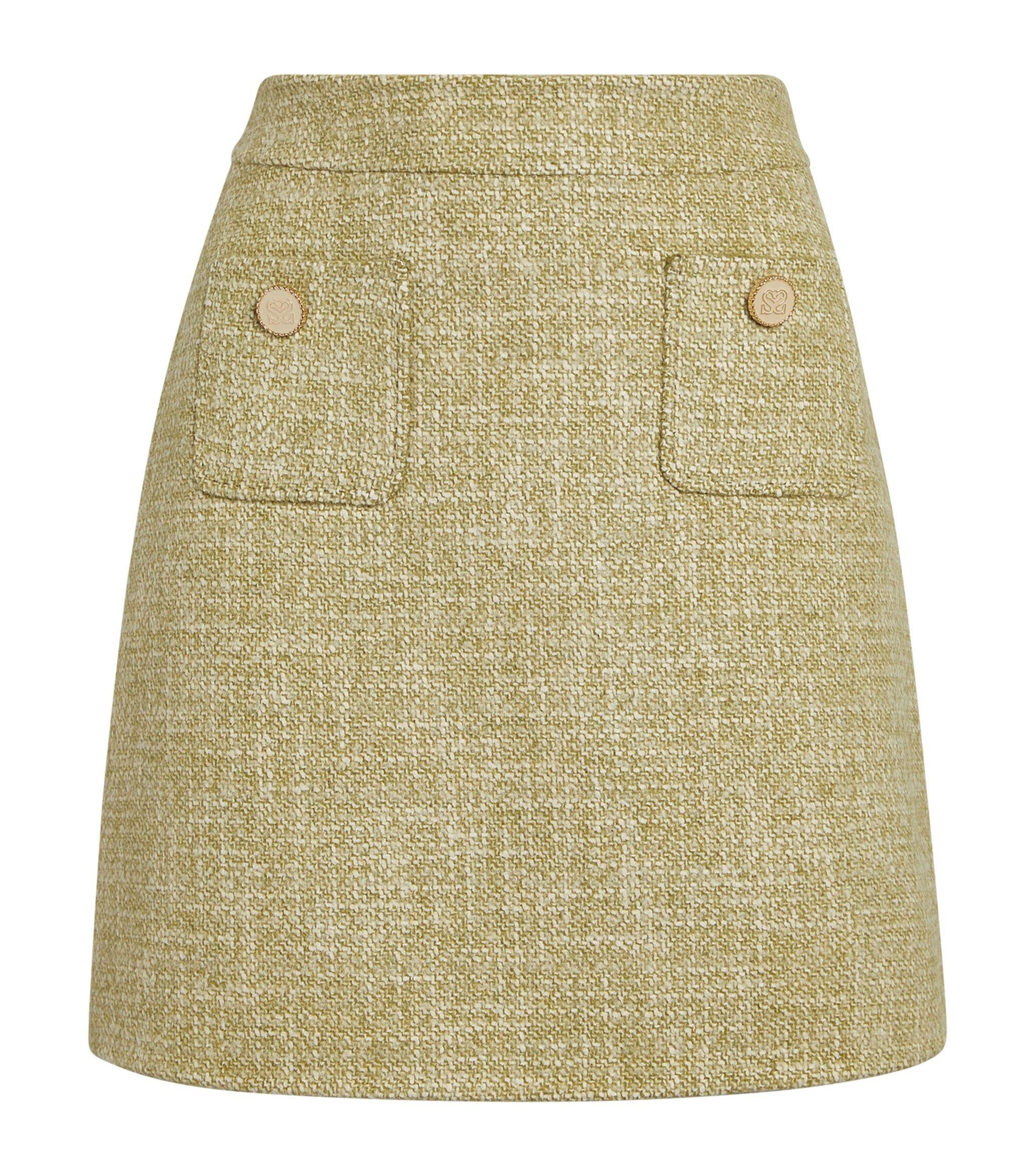 Sandro Wool-blend Mini Skirt in Green | Lyst