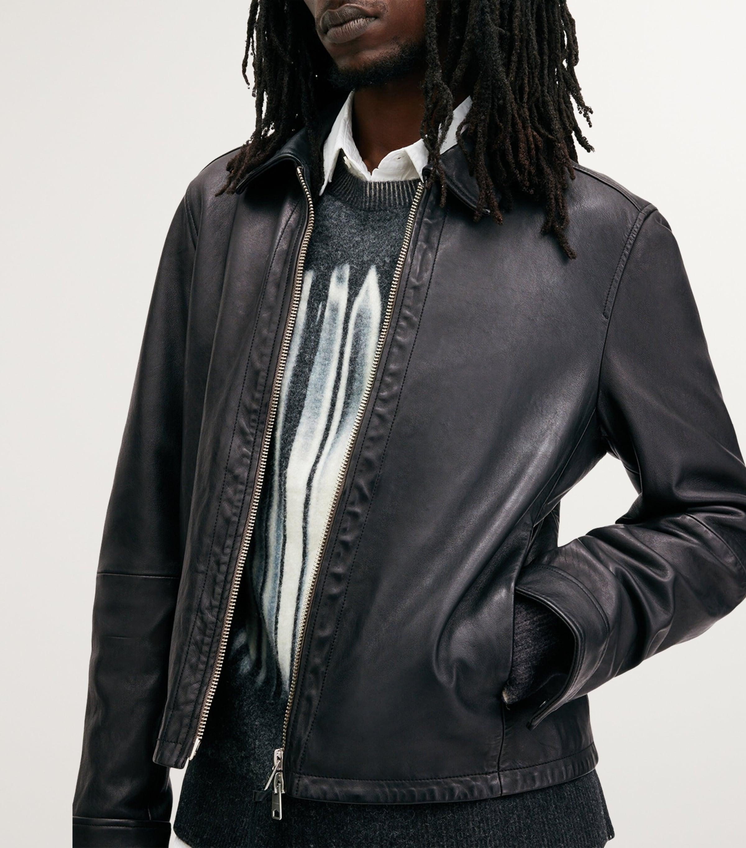 AllSaints Leather Erol Jacket in Black for Men | Lyst