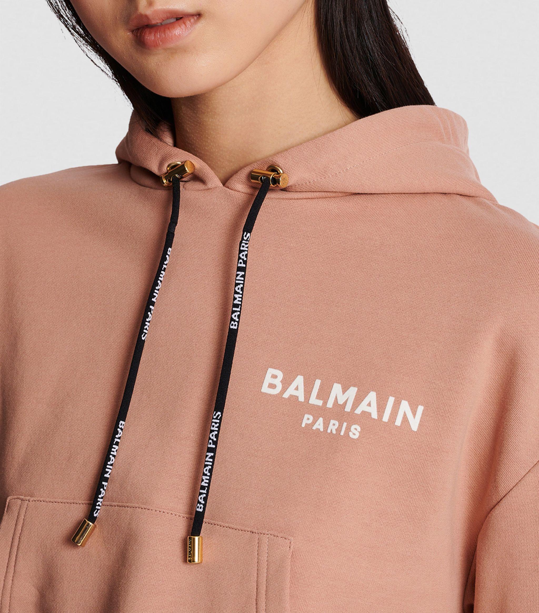 Balmain Cropped Hoodie Pink |