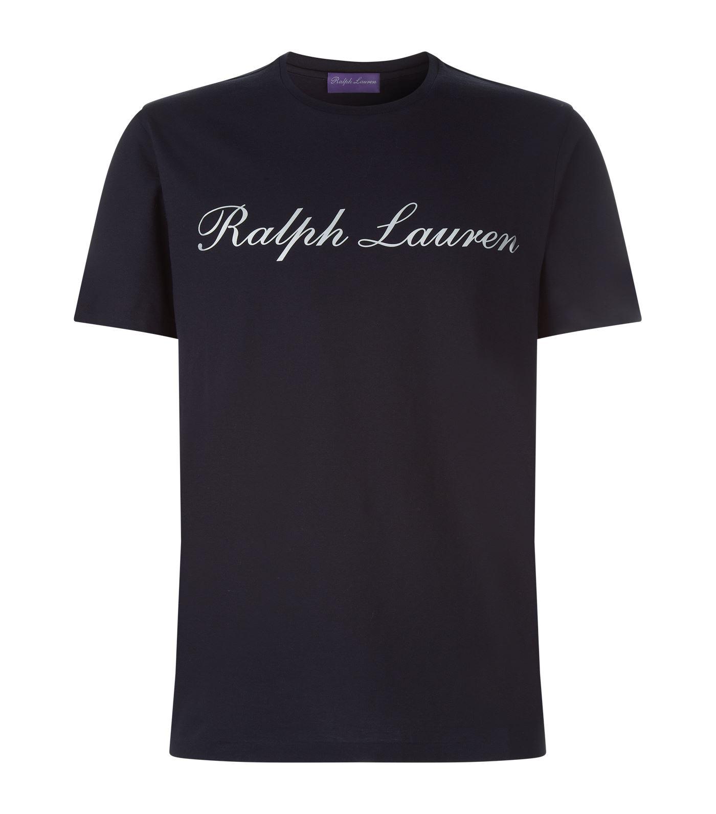 Ralph Lauren Purple Label Logo Print Cotton T Shirt in Blue for Men | Lyst