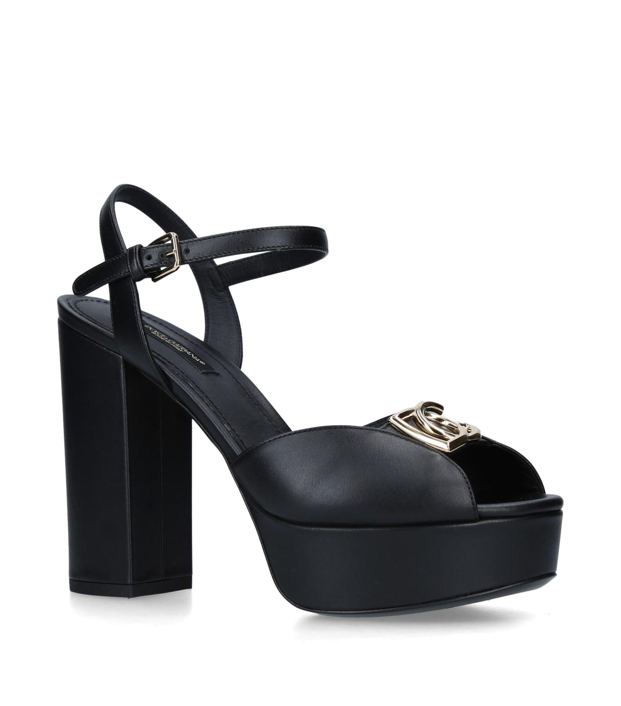 Dolce & Gabbana Leather Millennials Platform Sandals 120 in Black - Lyst