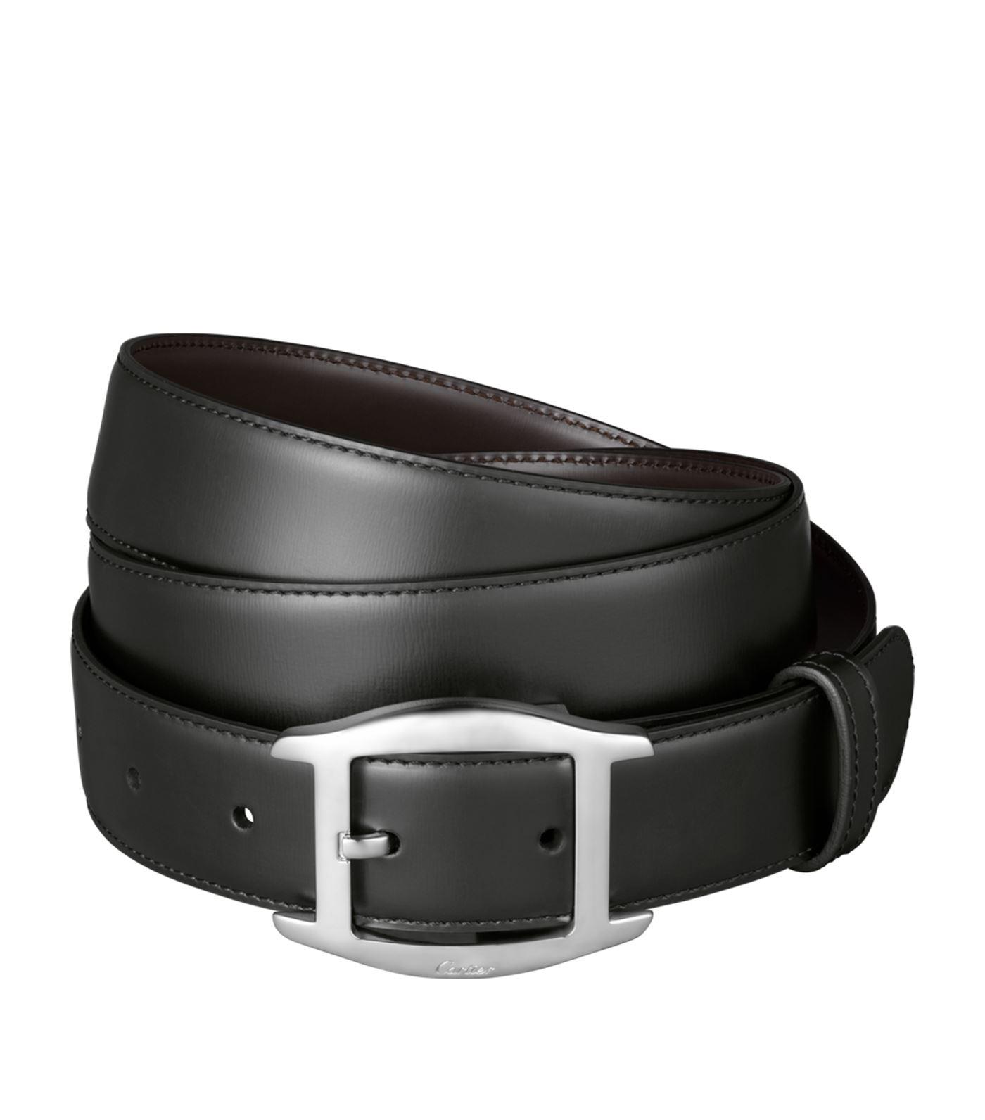Cartier Leather Tortue Belt in Black 