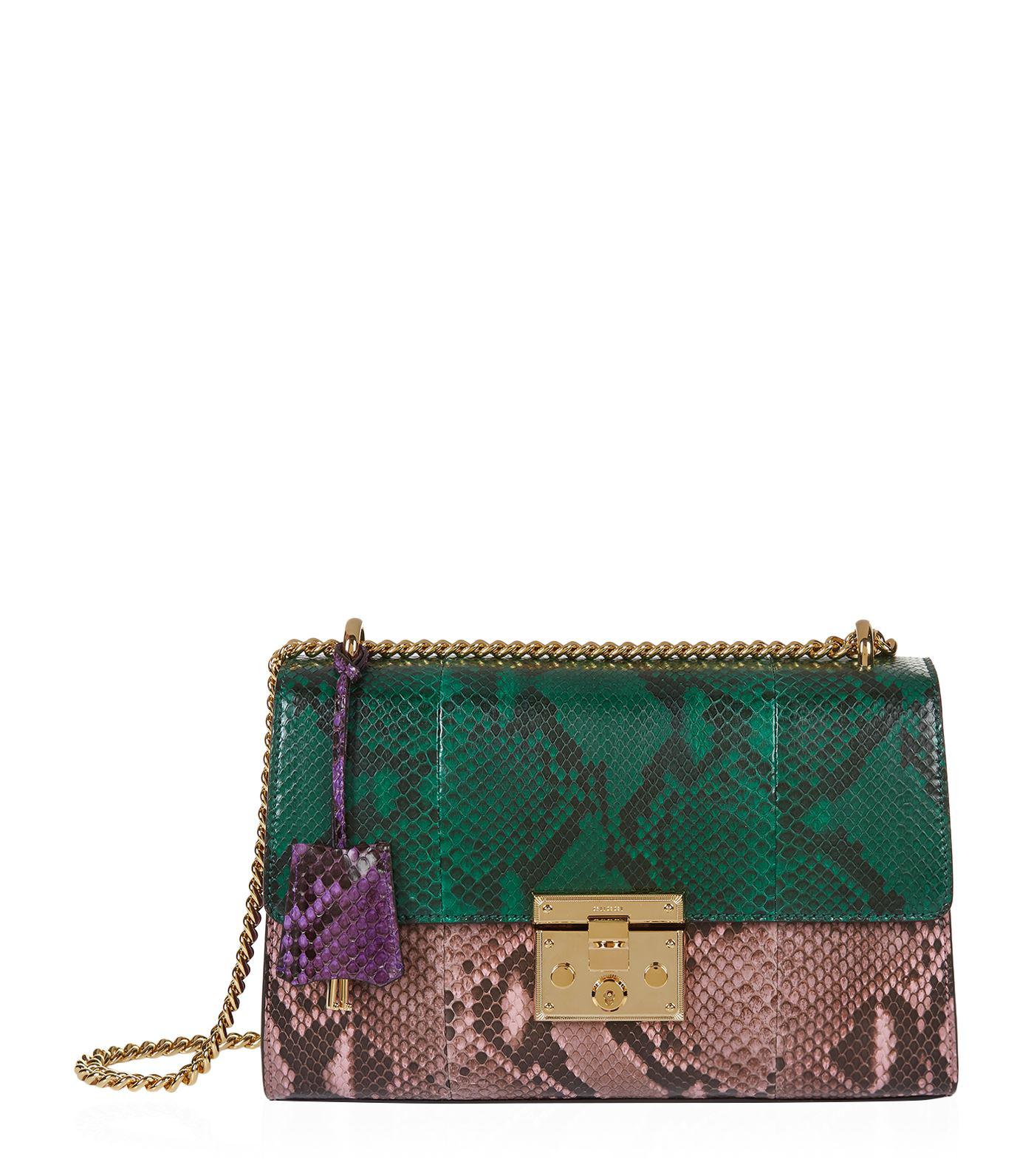 Gucci Python Padlock Shoulder Bag in Green | Lyst