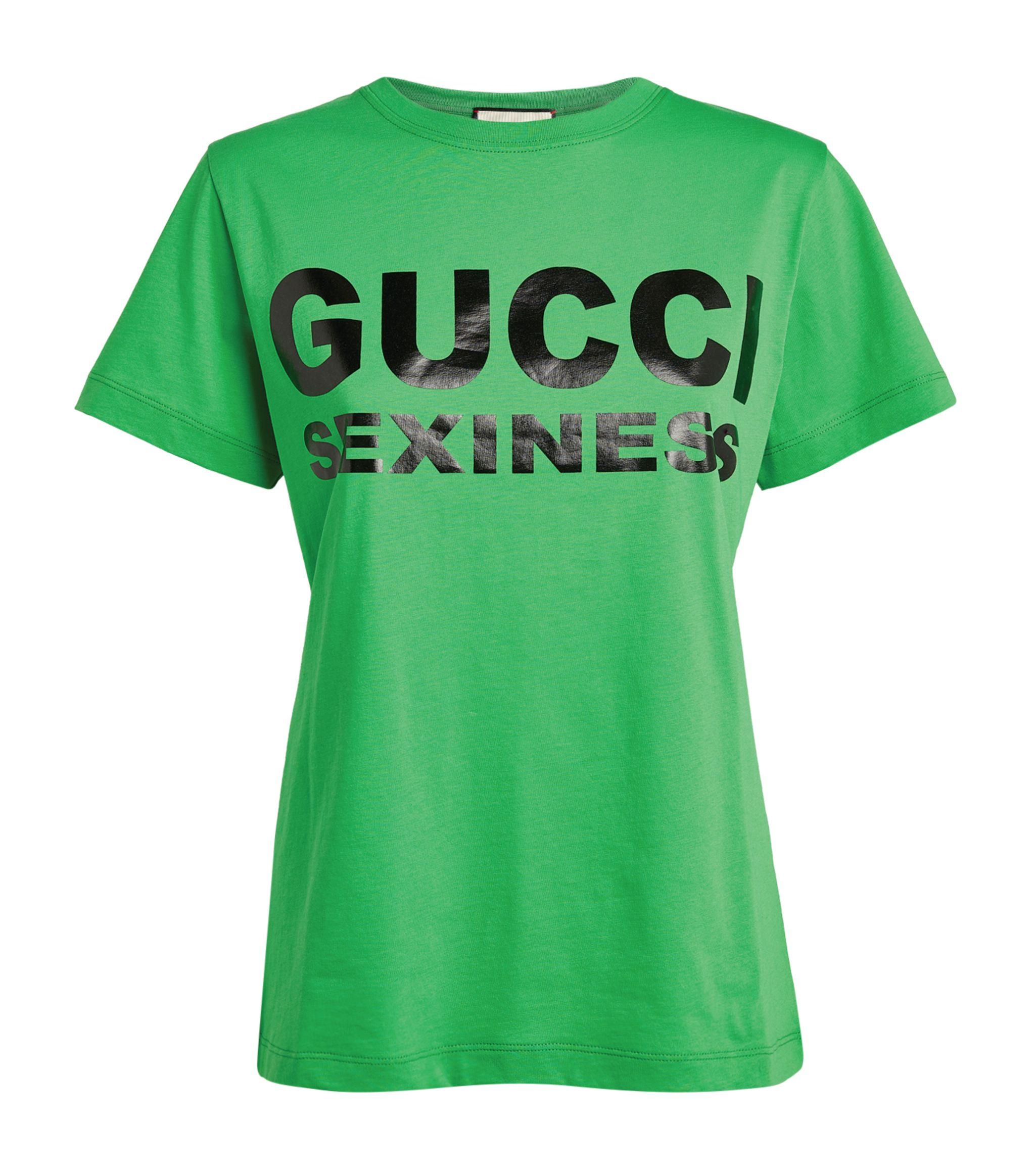 Gucci Leather Sexiness Print T-shirt in Green - Save 29% - Lyst