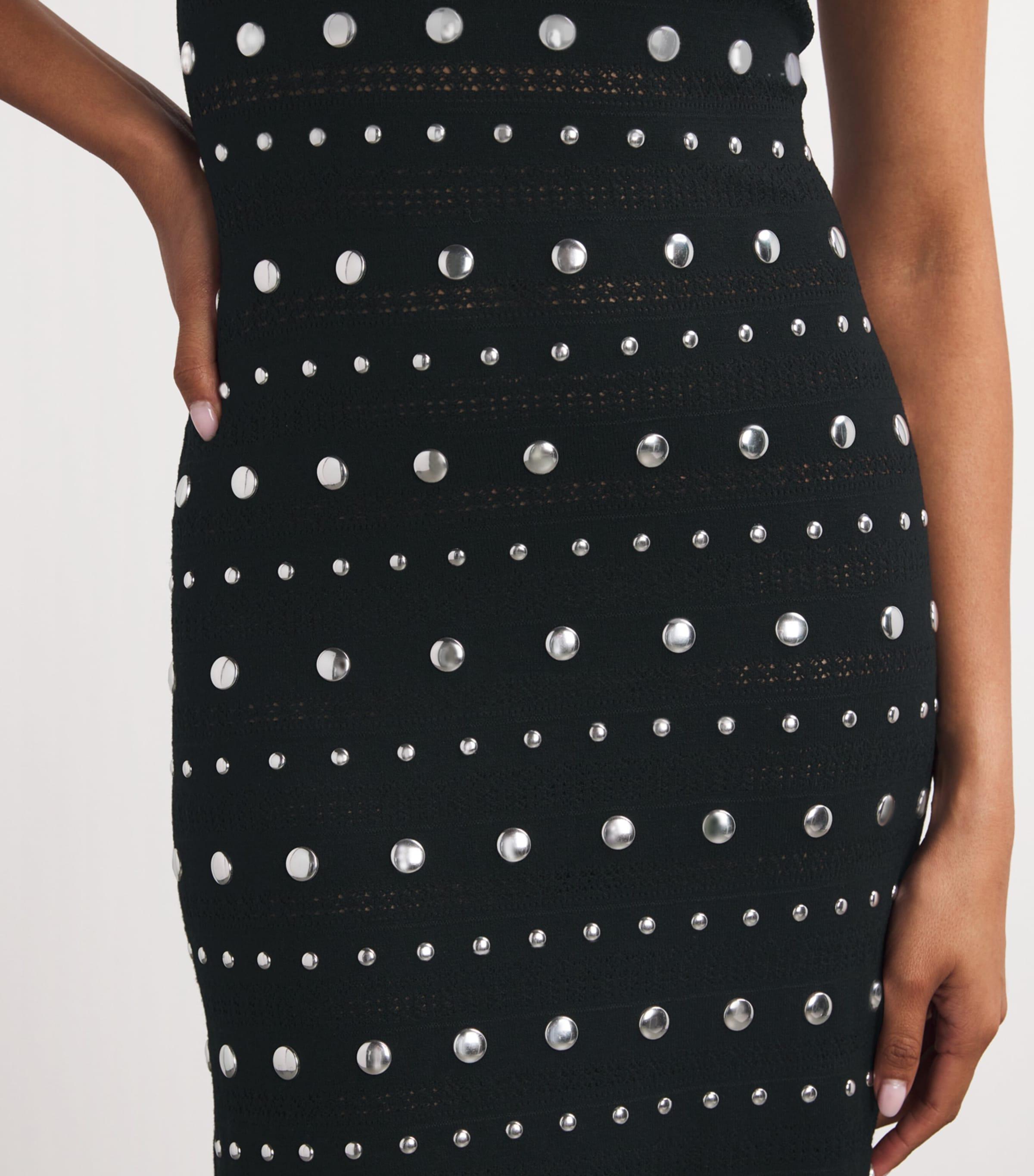 Sandro Stud-Detail Knitted Maxi Dress in Black | Lyst UK