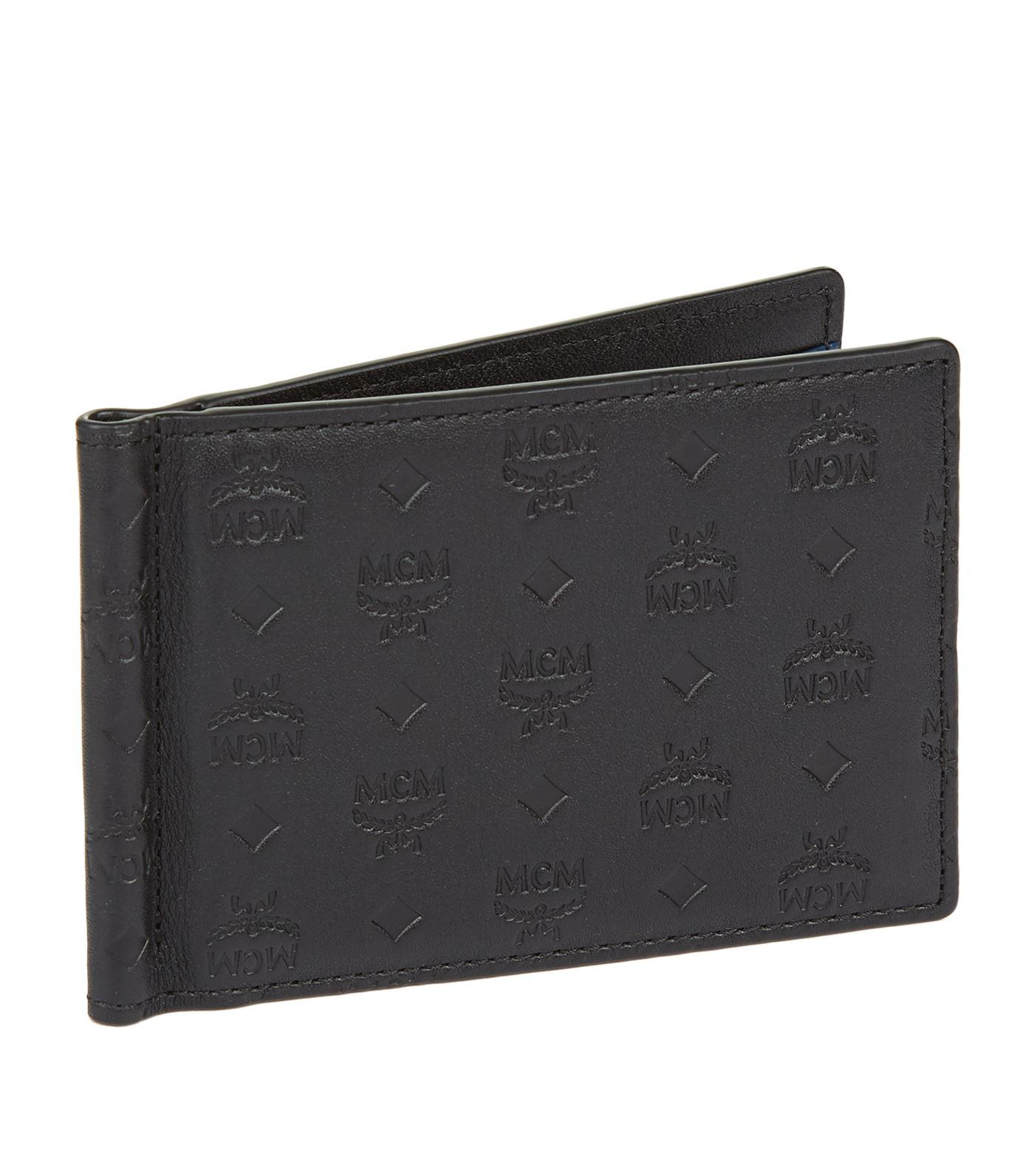 MCM Leather Logo Money Clip Wallet in Black for Men - Lyst