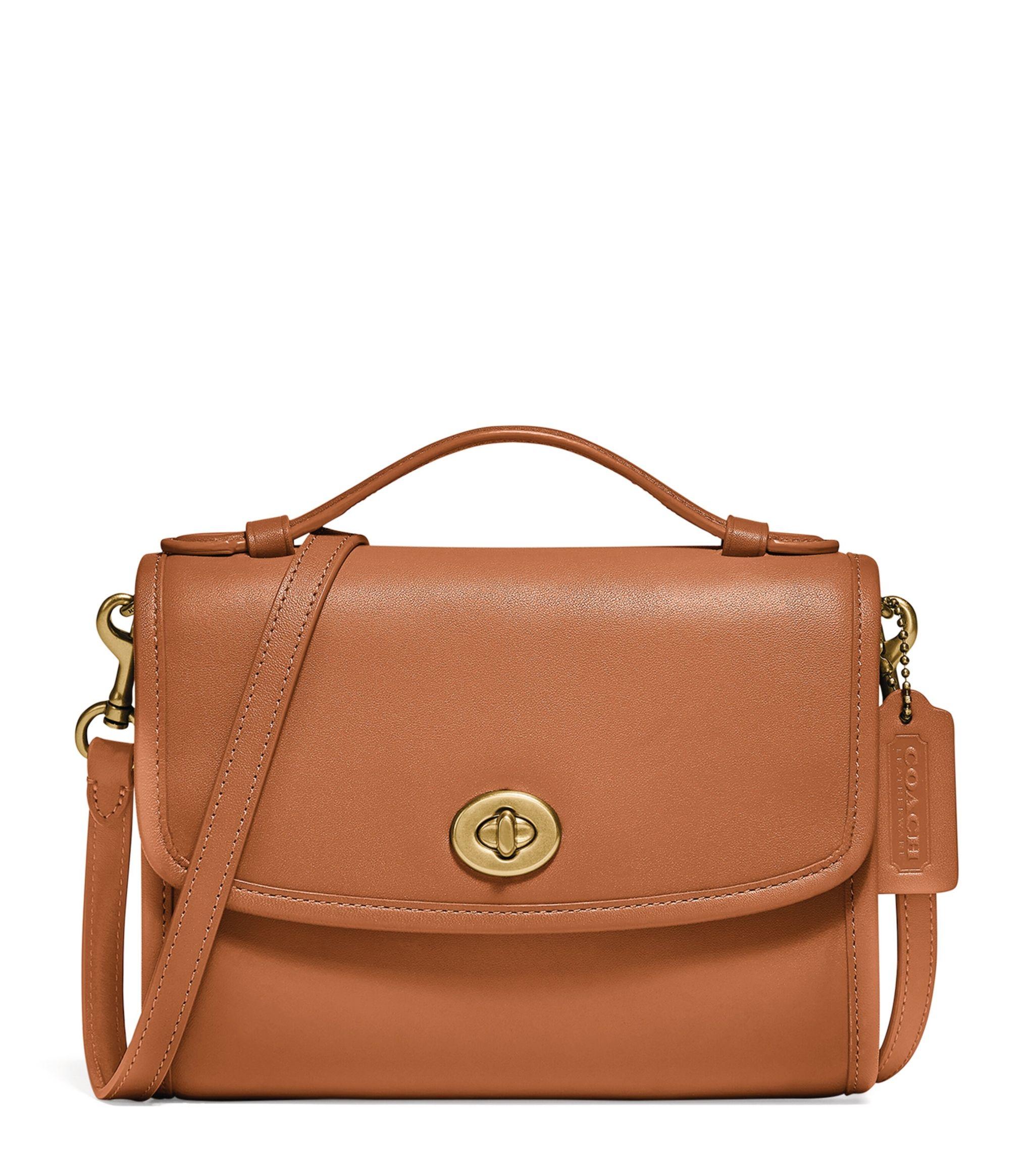 COACH Leather Kip Turnlock Cross-body Bag in Natural | Lyst