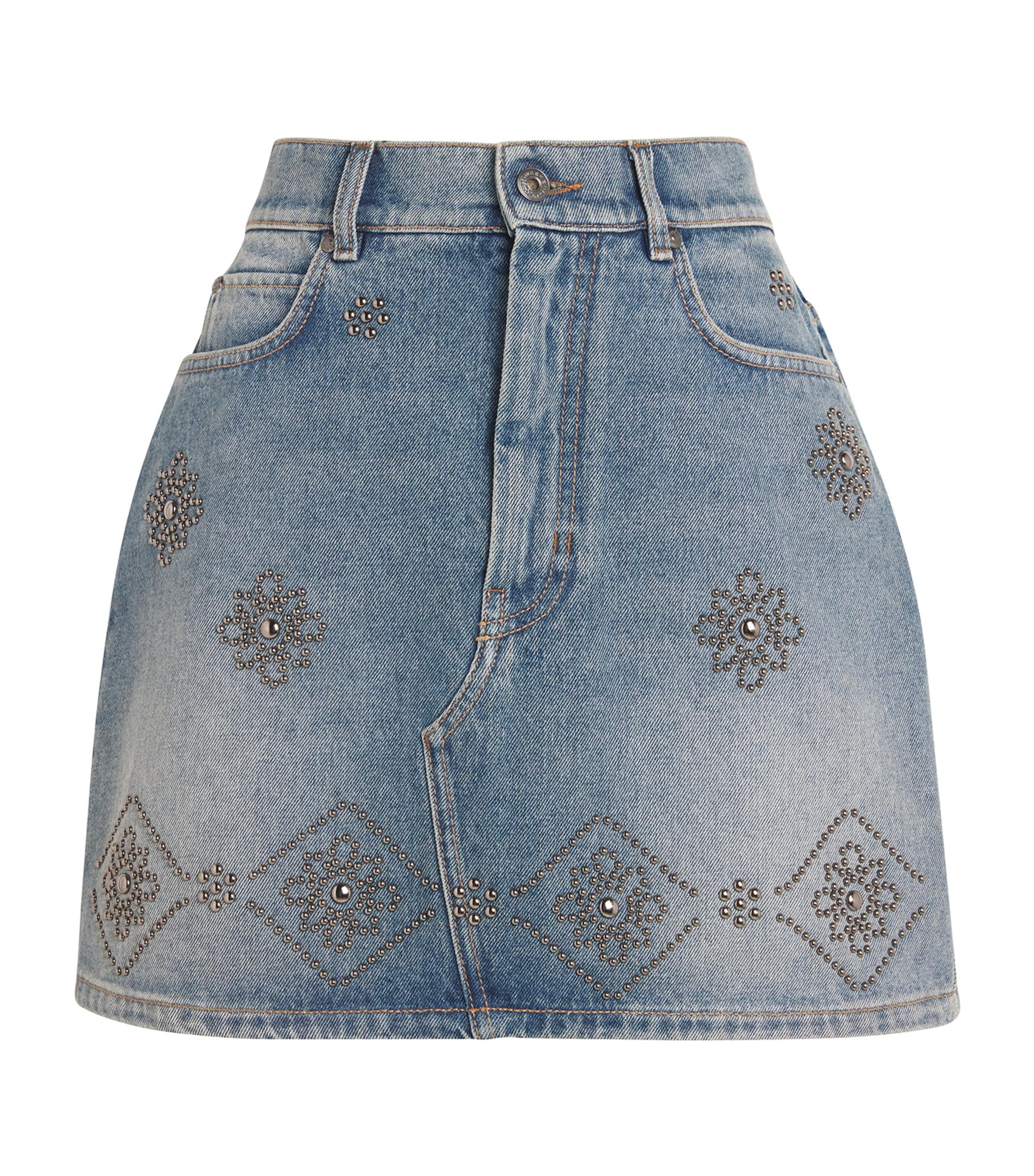 Weekend by Maxmara Denim Studded Mini Skirt in Blue | Lyst