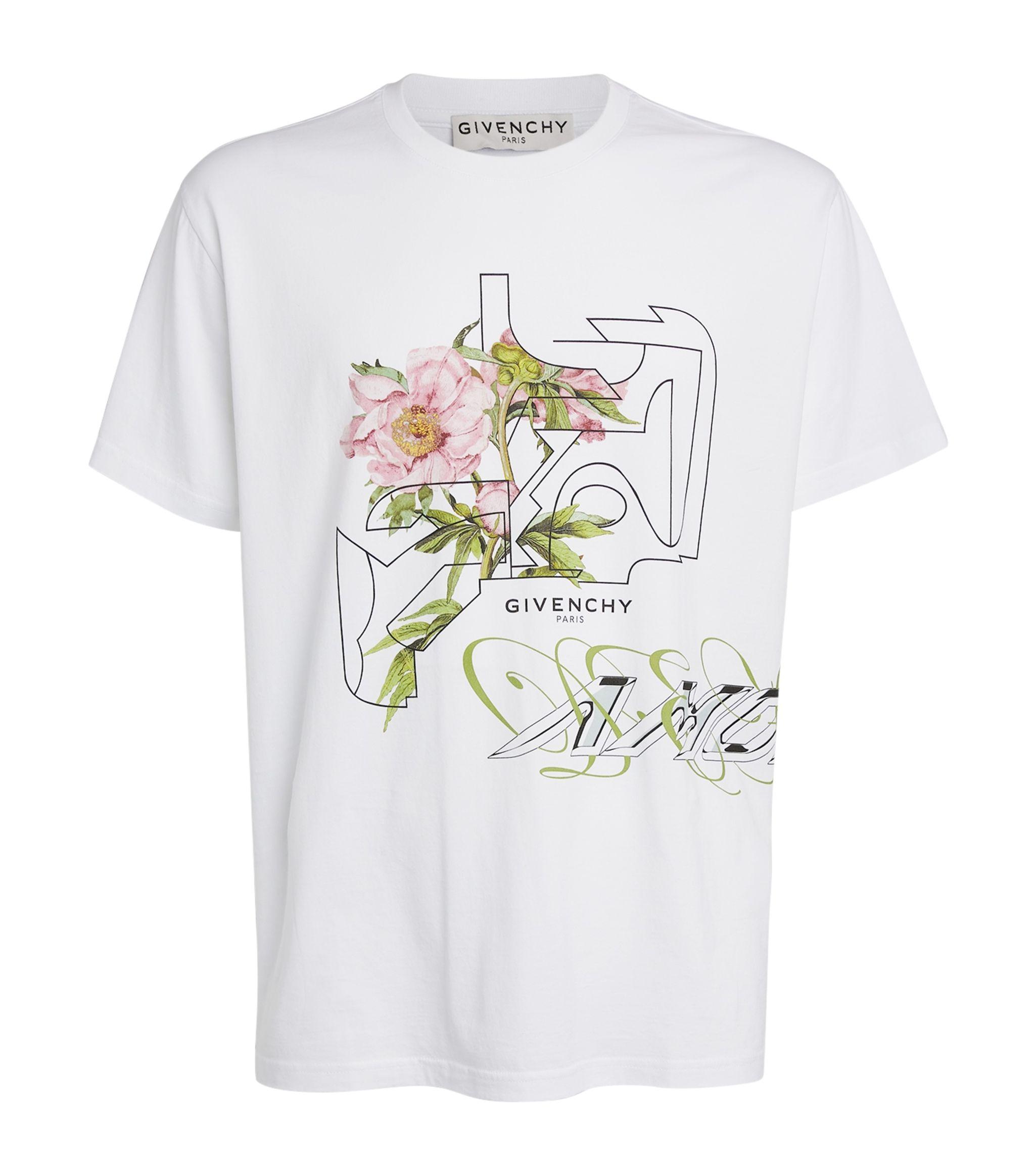 Givenchy Canvas Peony Print T-shirt in White for Men - Save 23% - Lyst