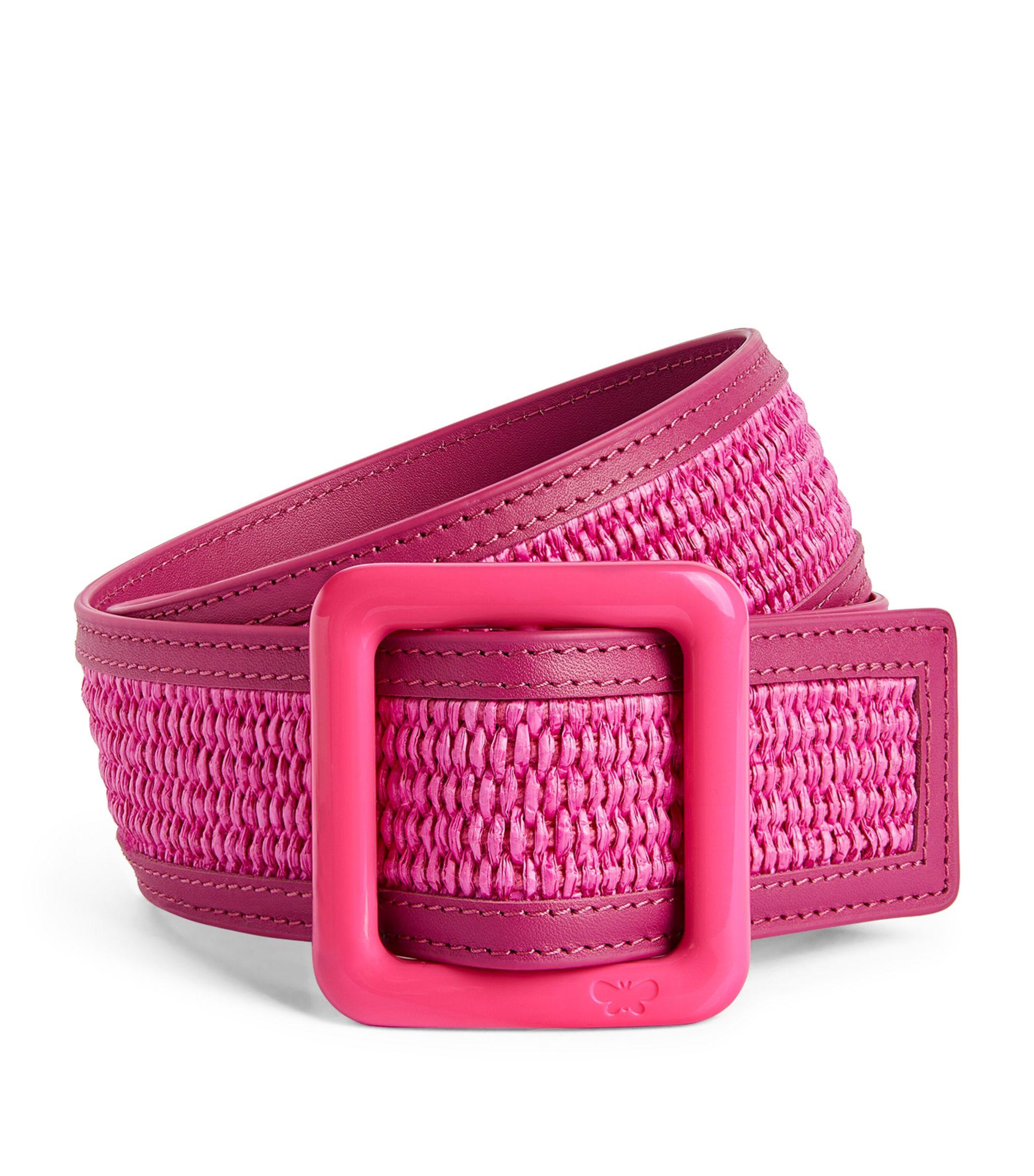 Marni woven rafia buckle-fastening belt - Pink