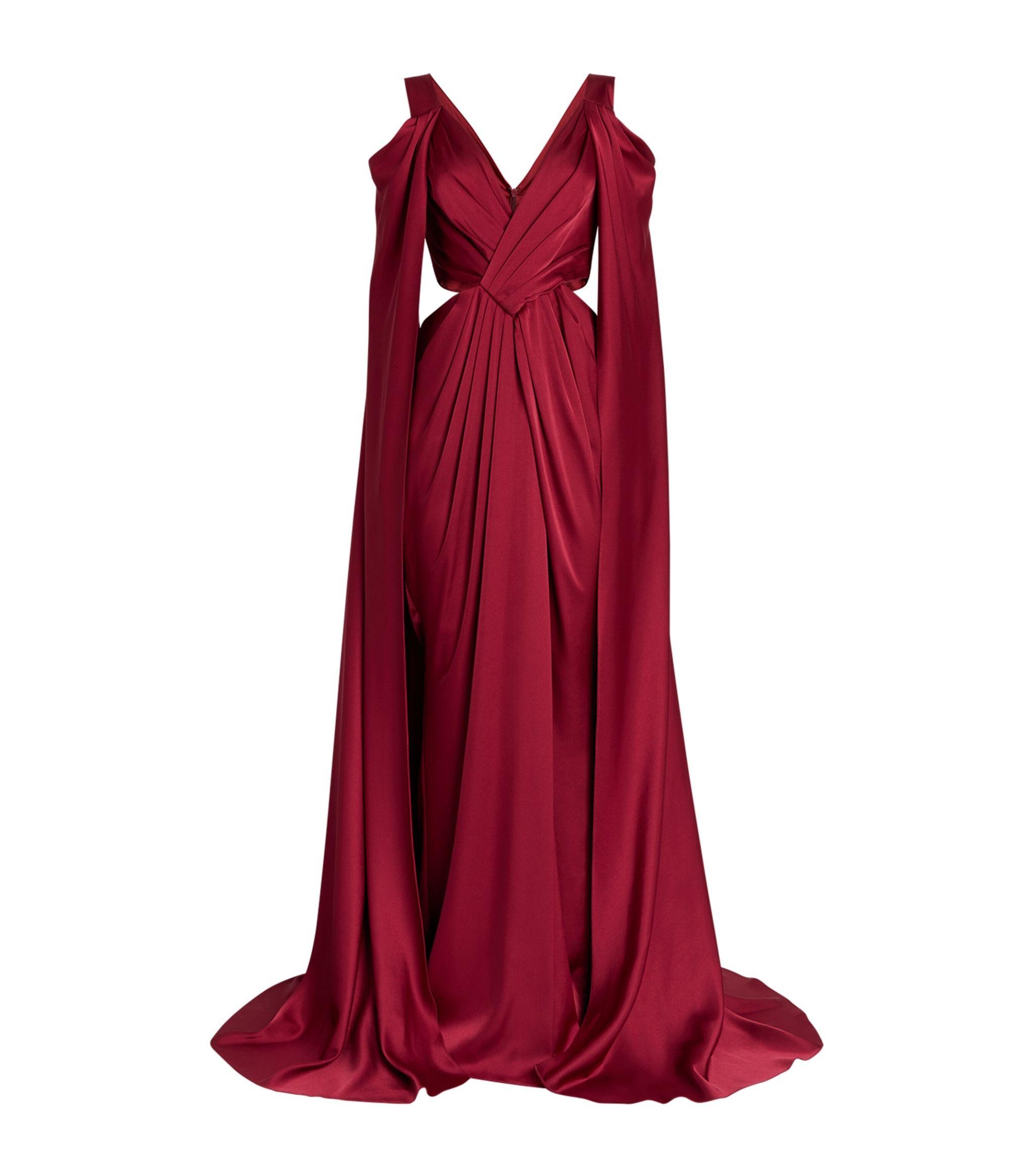 Zuhair Murad Satin Cut-out Gown in Red | Lyst