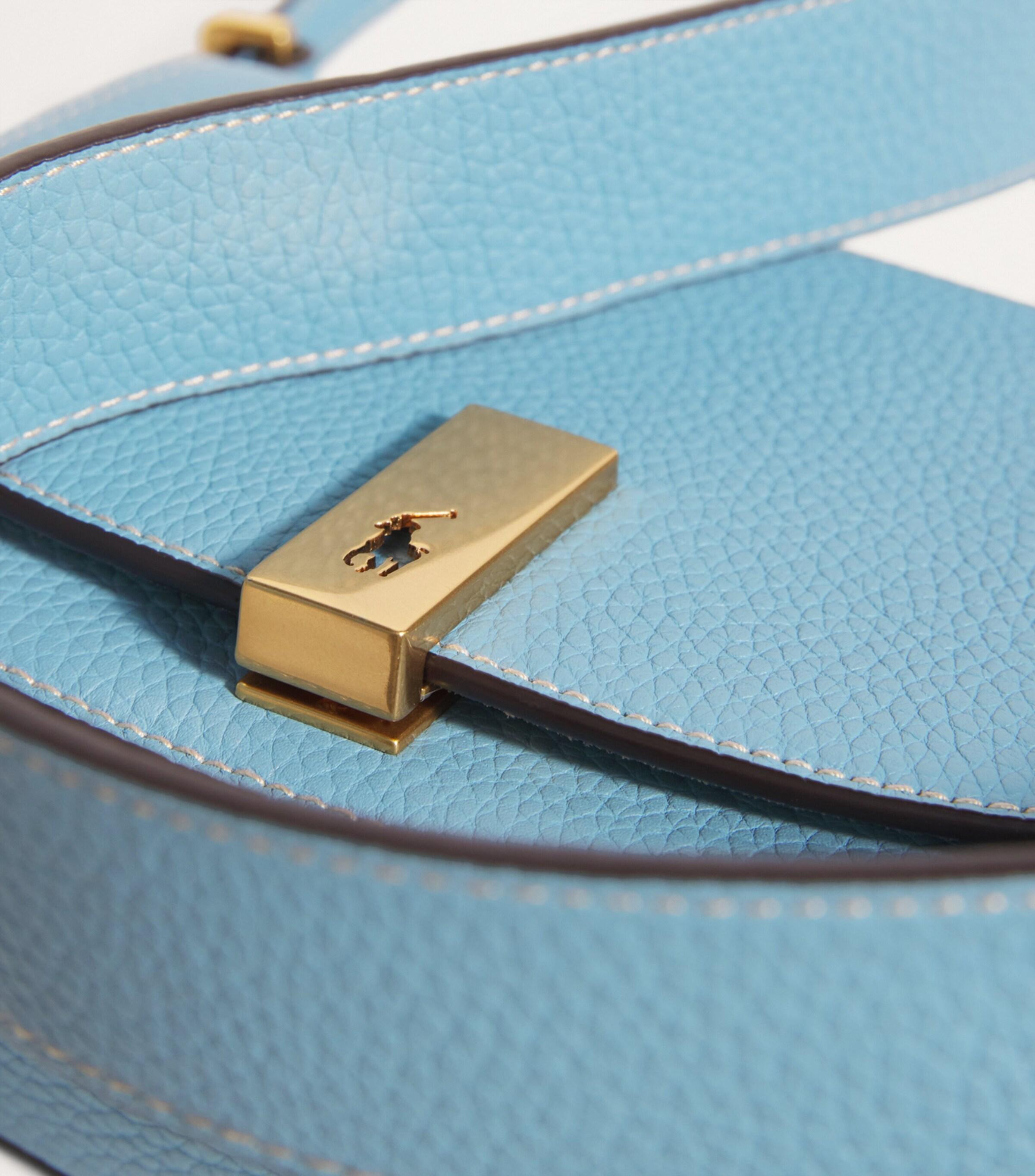 Polo Ralph Lauren Mini Leather Polo Id Saddle Bag in Blue | Lyst