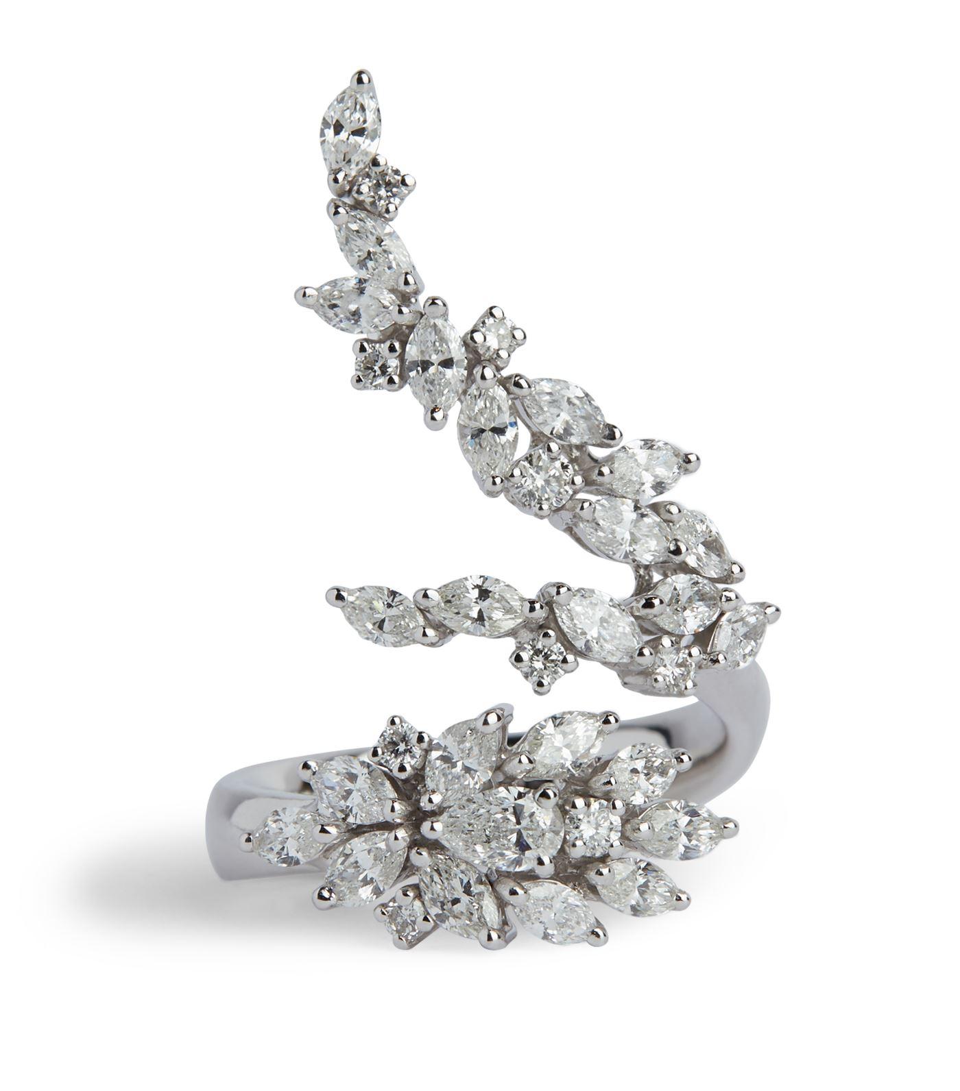 YEPREM White Gold And Diamond Fusion Of Dreams Swirl Ring in White Lyst